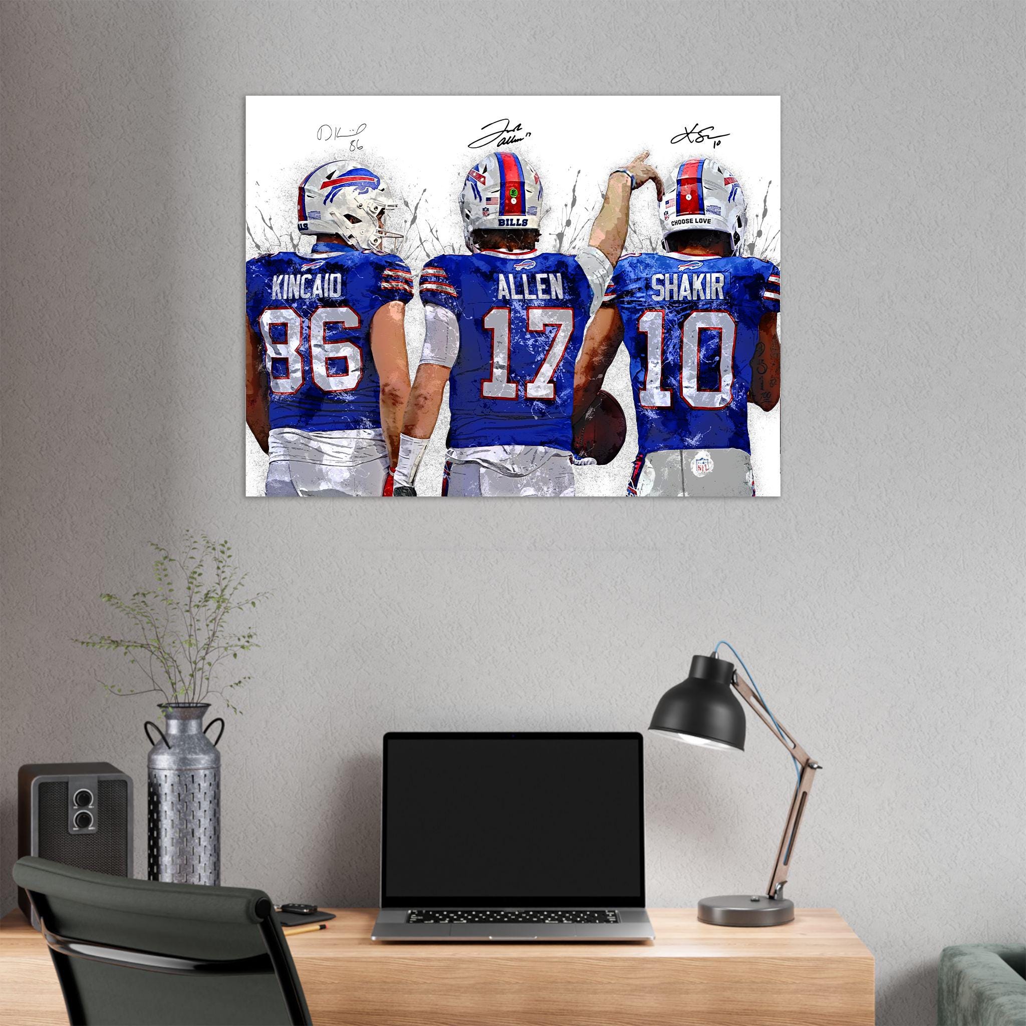 Josh Allen, Dalton Kincaid, Khalil Shakir, Buffalo Bills, Gallery Canvas Wrap or Museum-Quality Poster, Fine Art, Man Cave, Kids room