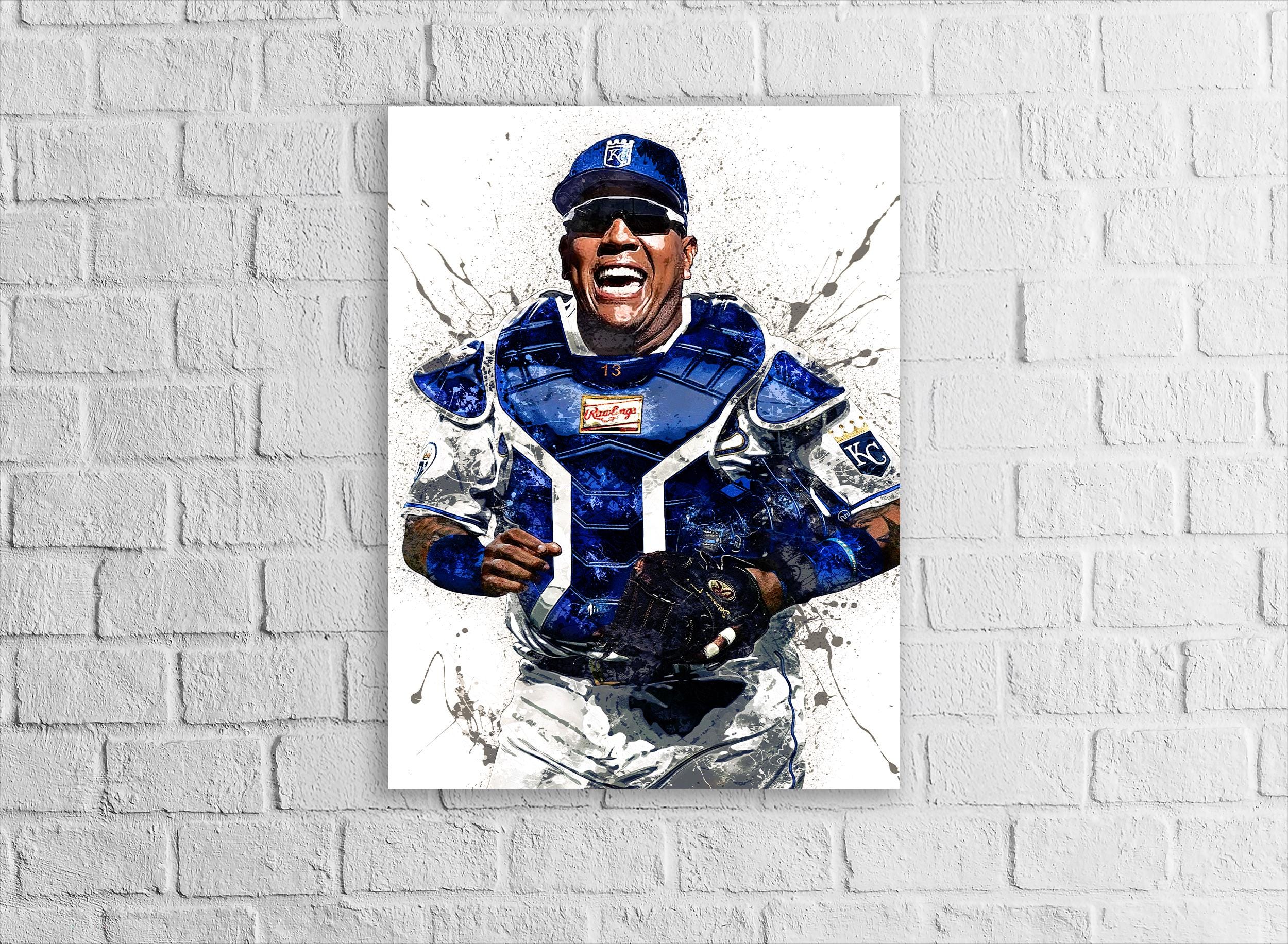 Salvador Perez Poster, Kansas City Royals, Gallery Canvas Wrap or Museum-Quality Poster, Fine Art, Man Cave, Kids room, Dorm Room, Kids Room