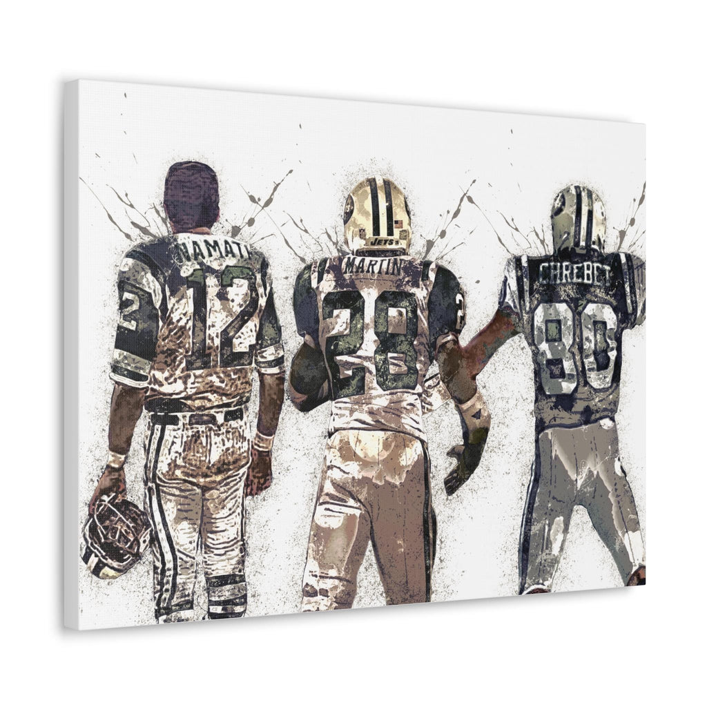 Curtis Martin, Joe Namath, Wayne Chrebet Poster, NY Jets, Gallery Canvas Wrap or Premium Poster, Fine Art, Man Cave, Kids room