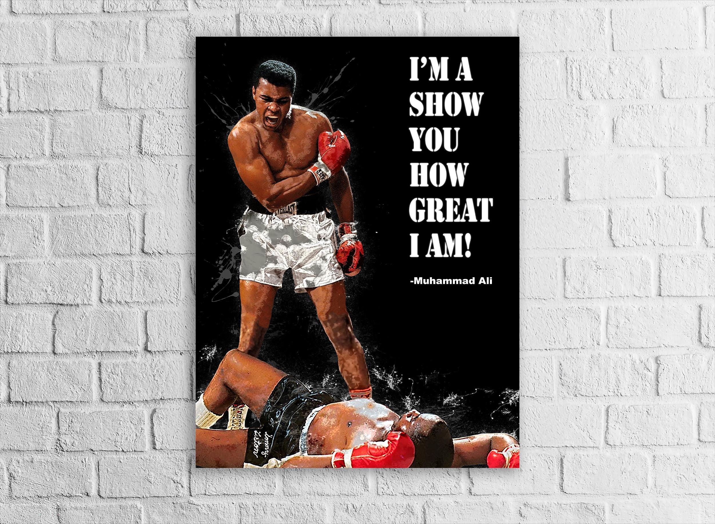 Muhammad Ali Poster, Quote, Gallery Canvas Wrap or Premium Poster, Gym Room, Fine Art Quality, Man Cave, Kids room