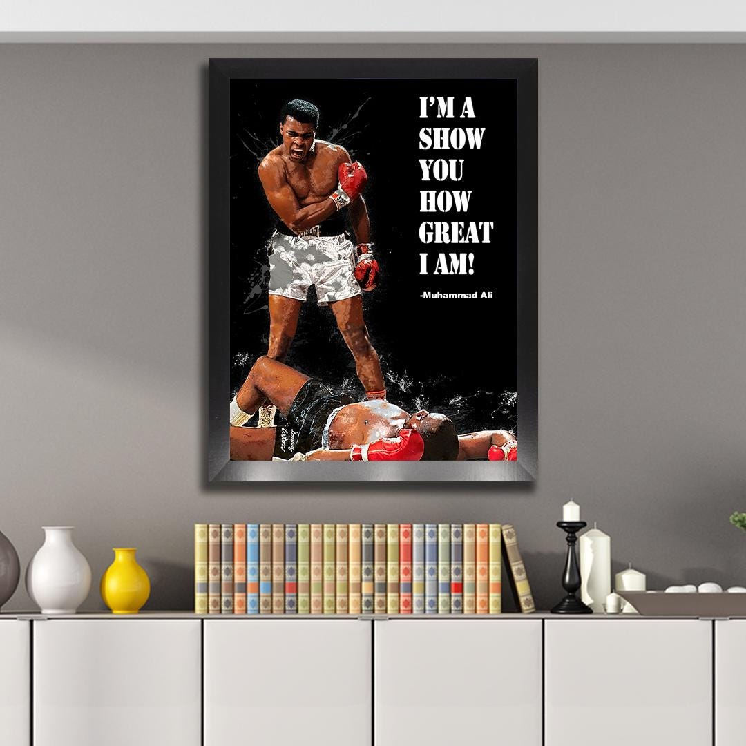 Muhammad Ali Poster, Quote, Gallery Canvas Wrap or Premium Poster, Gym Room, Fine Art Quality, Man Cave, Kids room