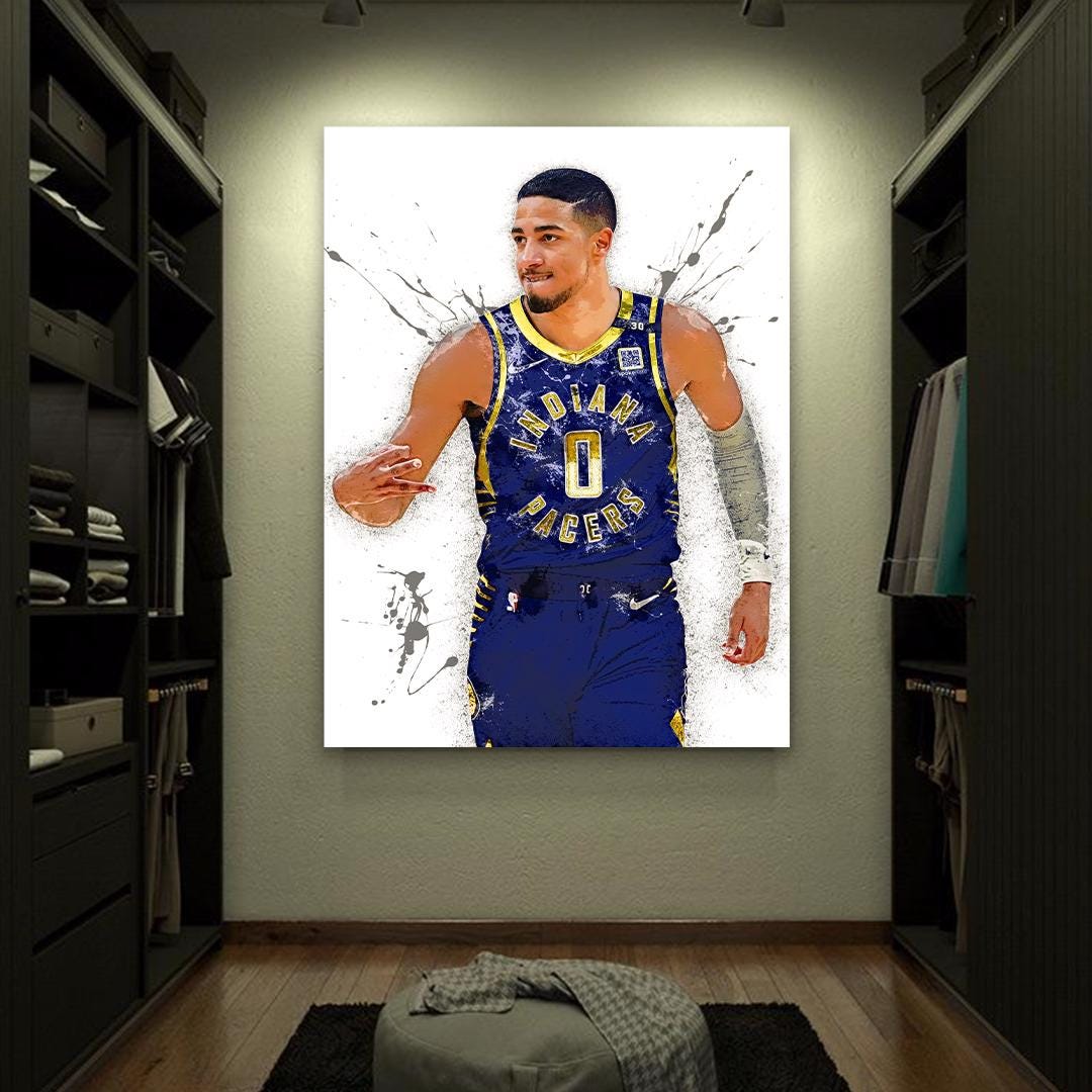 Tyrese Haliburton, Indiana Pacers, Gallery Canvas Wrap or Museum-Quality Poster, Fine Art, Man Cave, Kids room, Dorm Room