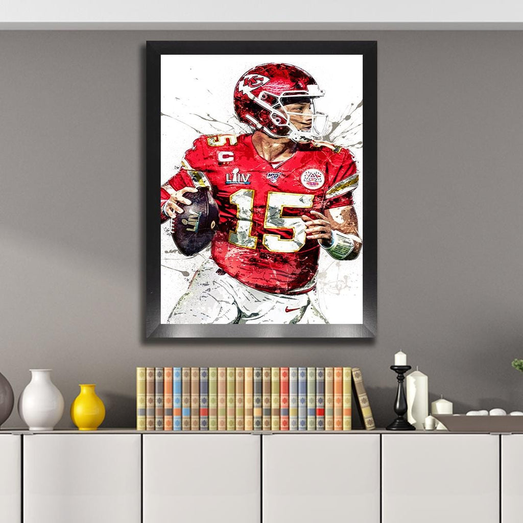 Patrick Mahomes Poster, Kansas City Chiefs, Gallery Canvas Wrap or Museum-Quality Poster, Fine Art, Man Cave, Kids room