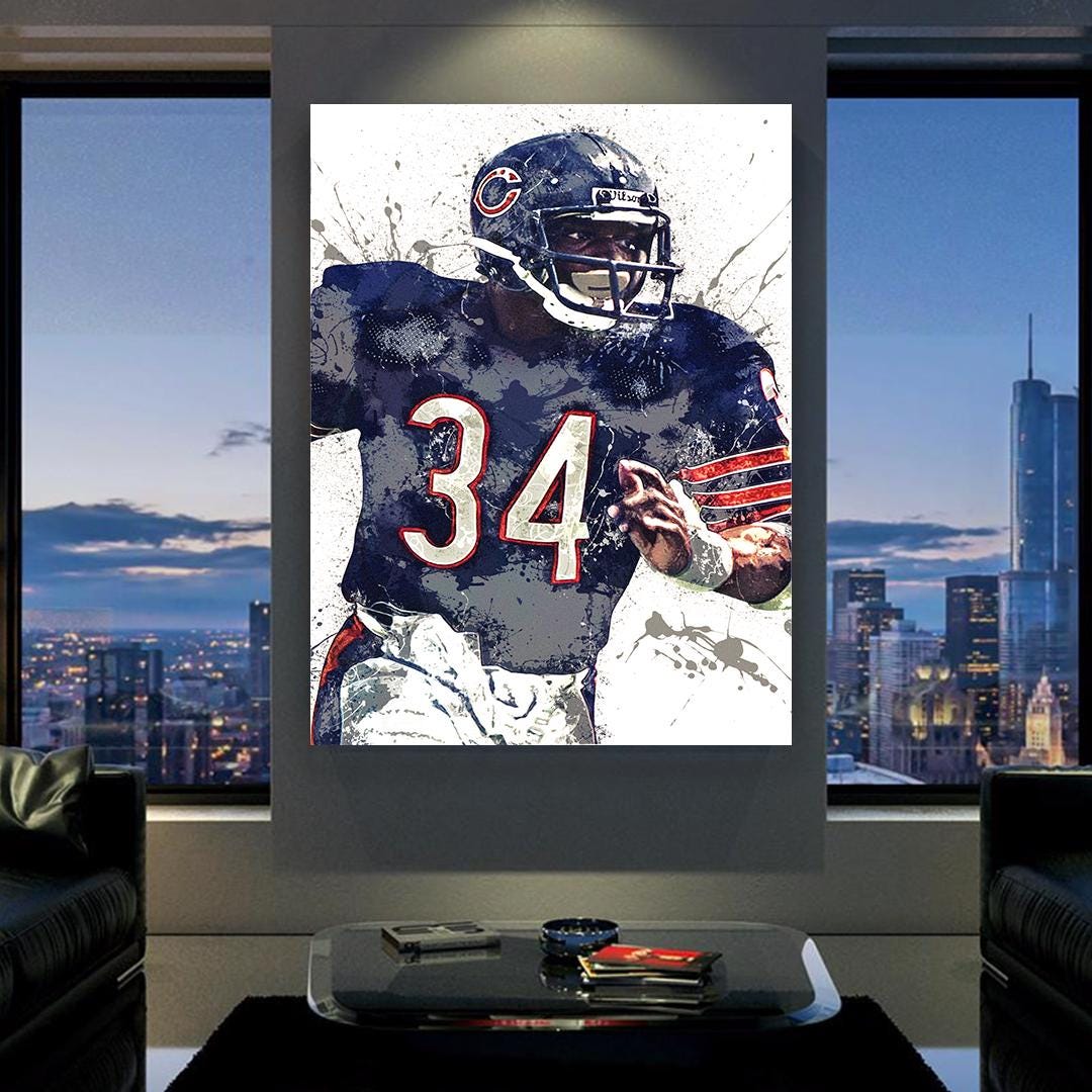 Walter Payton Chicago Bears Poster: Man Cave Fine Art Decor