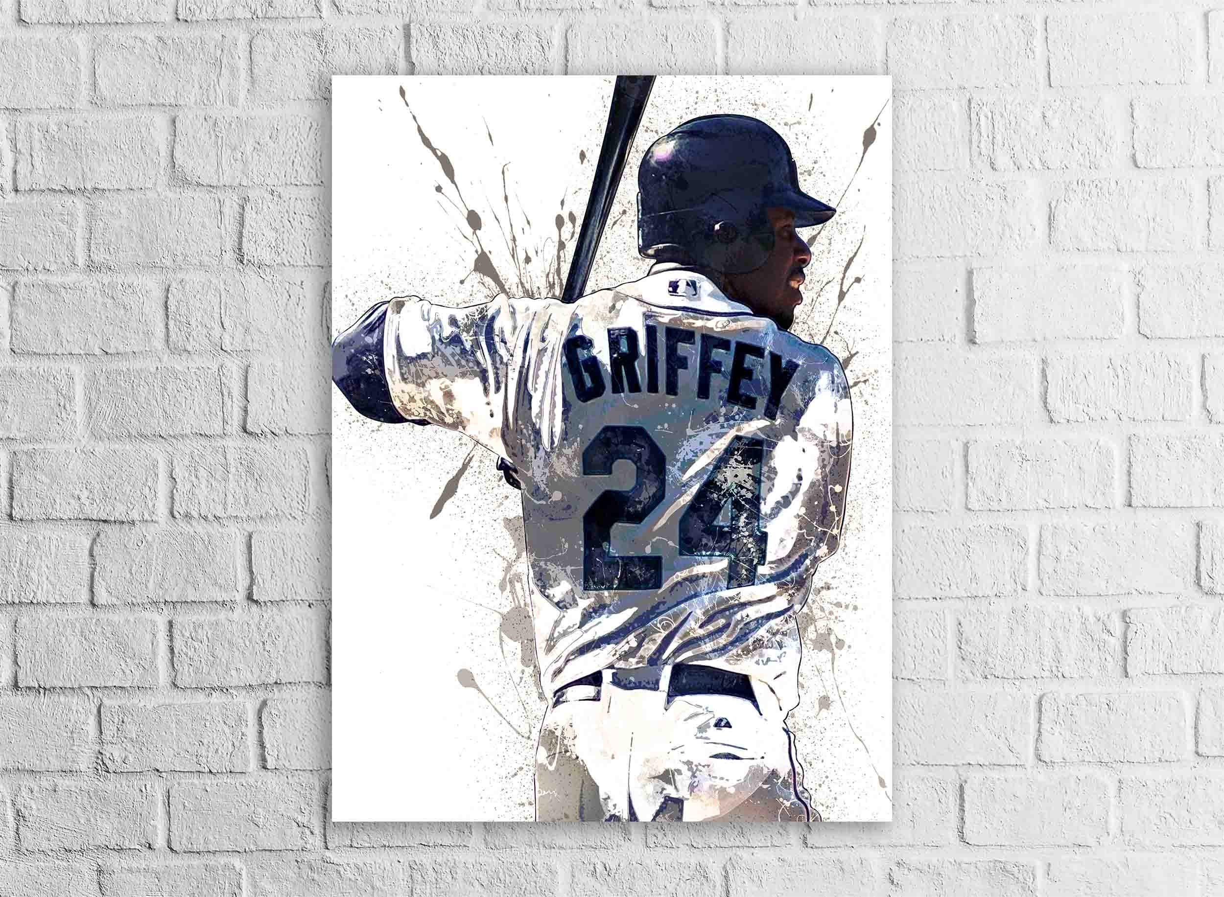 Ken Griffey Jr Poster, Seattle Mariners, Gallery Canvas Wrap or Premium Poster Print, Man Cave, Kids room, Office, Dorm Room