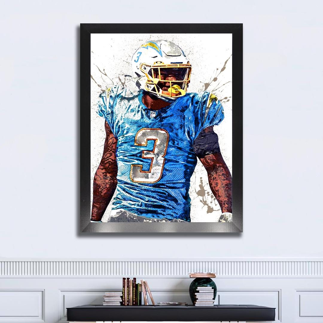 Derwin James Los Angeles Chargers Poster: Fine Art Gallery Canvas