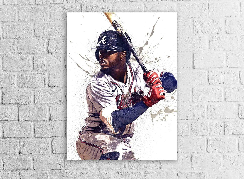 Ozzie Albies Poster, Atlanta Braves, Gallery Canvas Wrap, Fine Art, Wall Decor for Man Cave, Kids room, Dorm Room