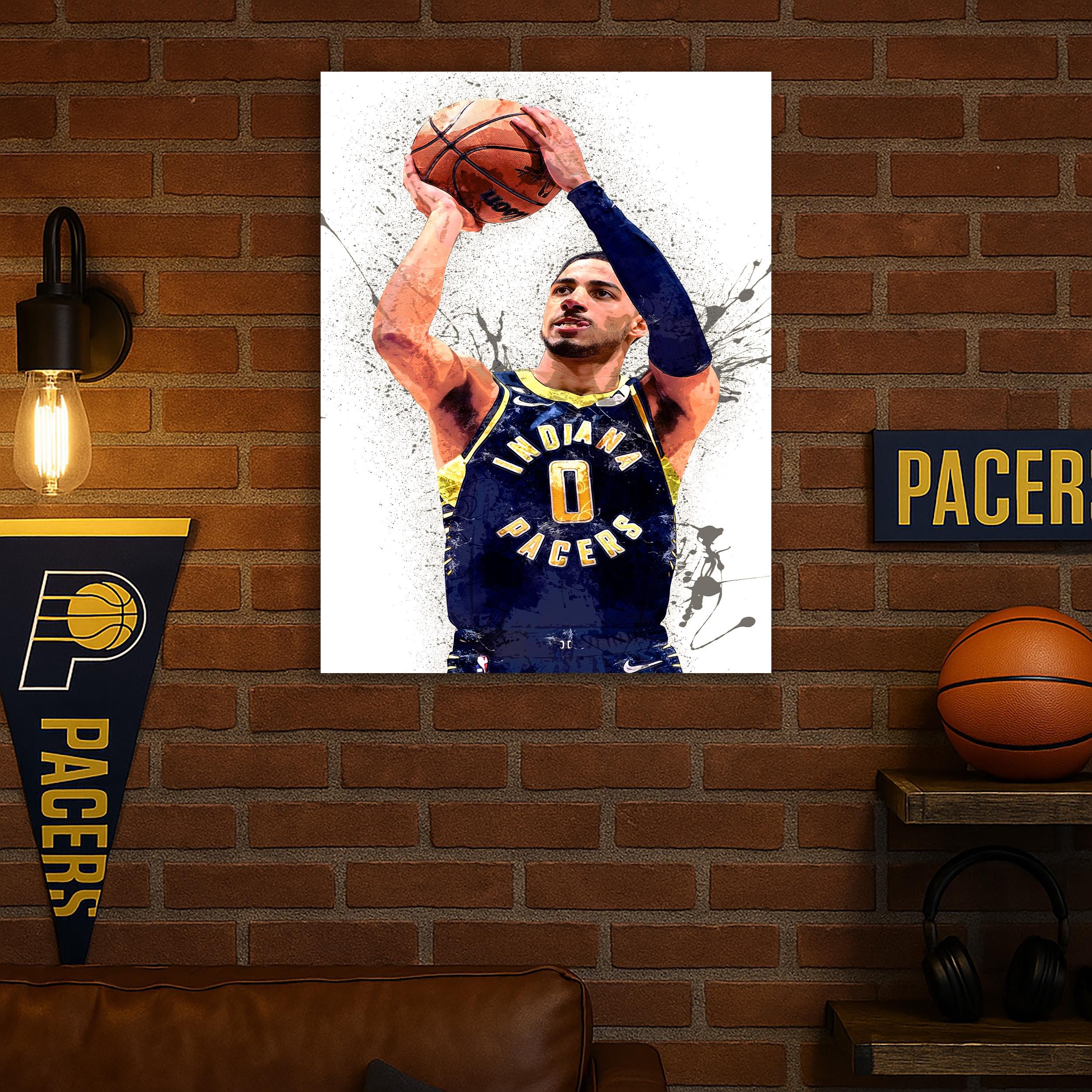 Tyrese Haliburton Poster, Indiana Pacers, Gallery Canvas Wrap or Museum-Quality Poster, Fine Art, Man Cave, Kids room, Dorm Room