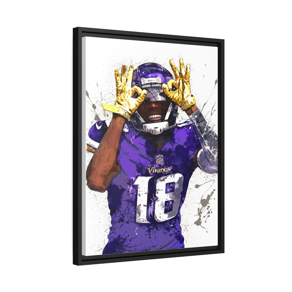 Justin Jefferson Poster, "Iconic Griddy", Minnesota Vikings, Canvas Wrap or Museum-Quality Poster, Fine Art, Wall Decor, Man Cave, Kids room