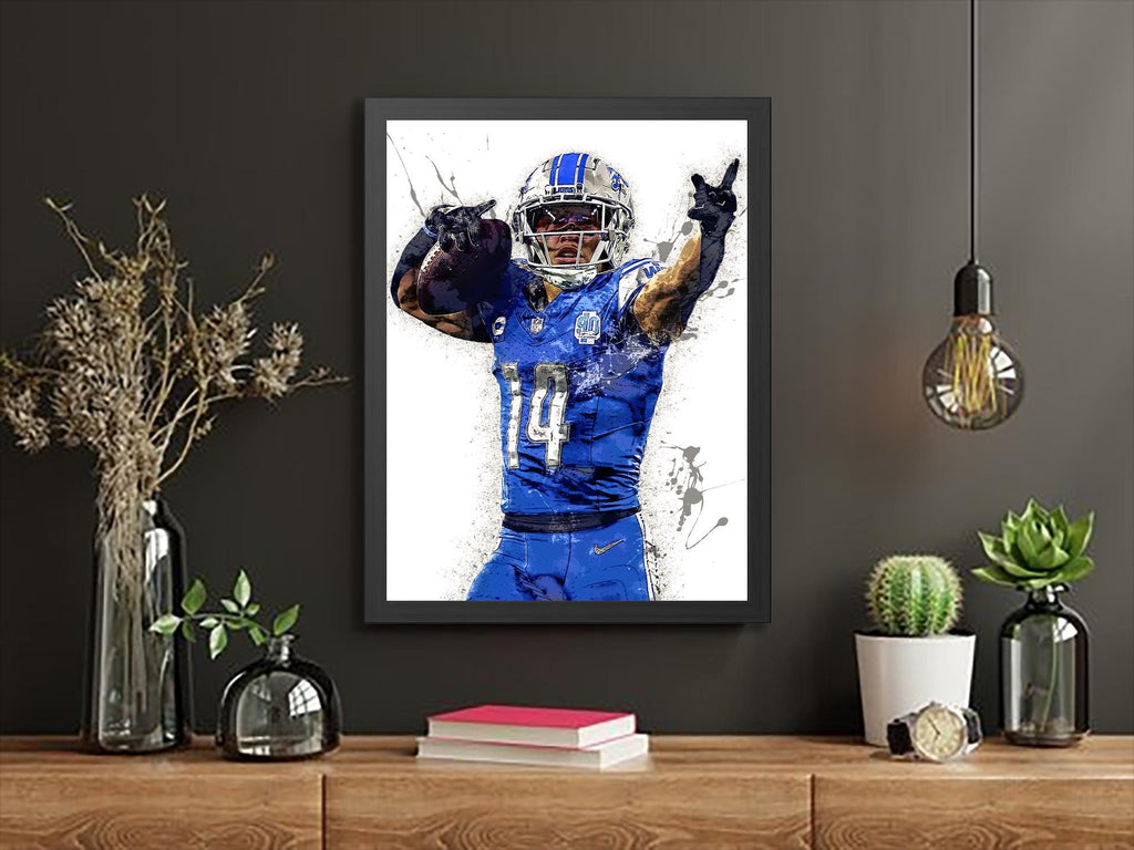 Amon Ra St Brown, Detroit Lions, Gallery Canvas Wrap or Museum-Quality Poster, Fine Art, Wall Decor for Man Cave, Kids room, Dorm Room