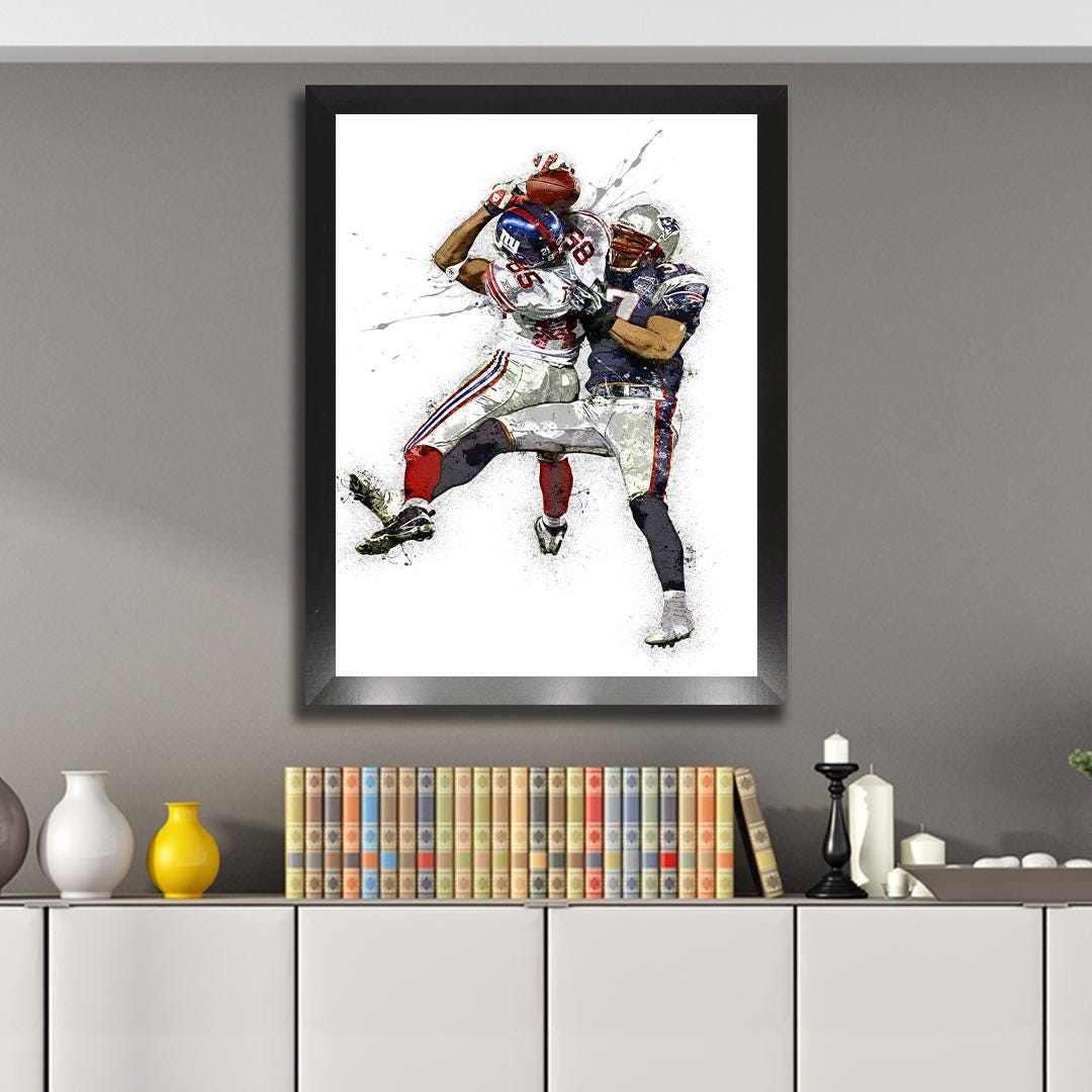 David Tyree, "The Helmet Catch", New York Giants, Gallery Canvas Wrap or Premium Poster, Fine Art, Wall Decor for Man Cave, Kids room