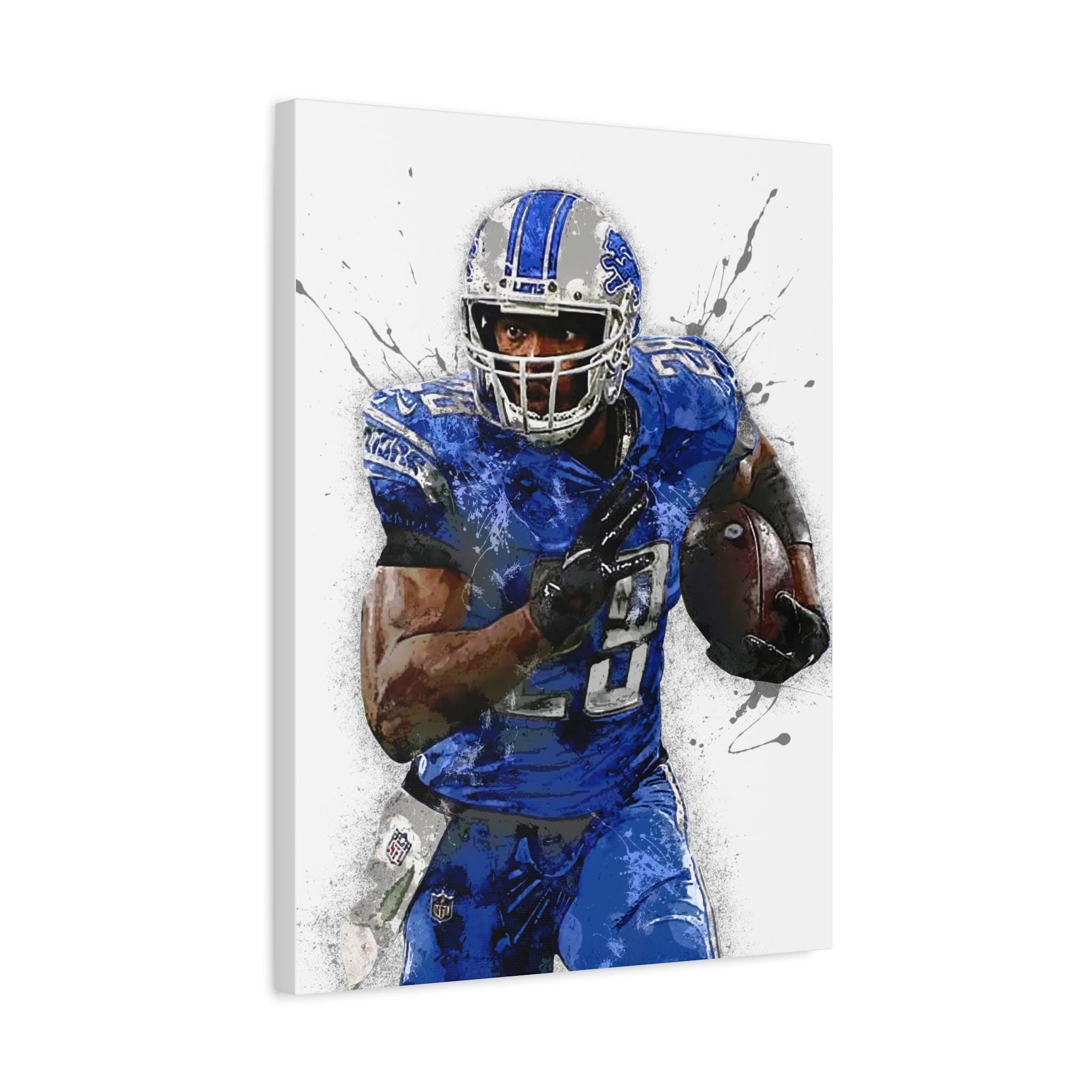Adrian Peterson Poster, Detroit Lions, Gallery Canvas Wrap or Museum-Quality Poster, Fine Art, Wall Decor for Man Cave, Kids room, Dorm Room