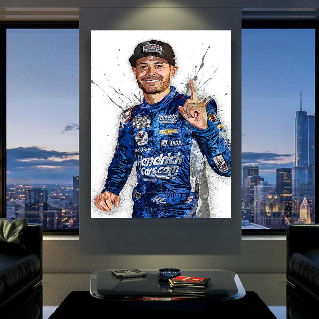 Kyle Larson, Celebration, Nascar, Gallery Canvas Wrap or Museum-Quality Poster, Fine Art, Wall Decor for Man Cave, Kids room, Dorm Room
