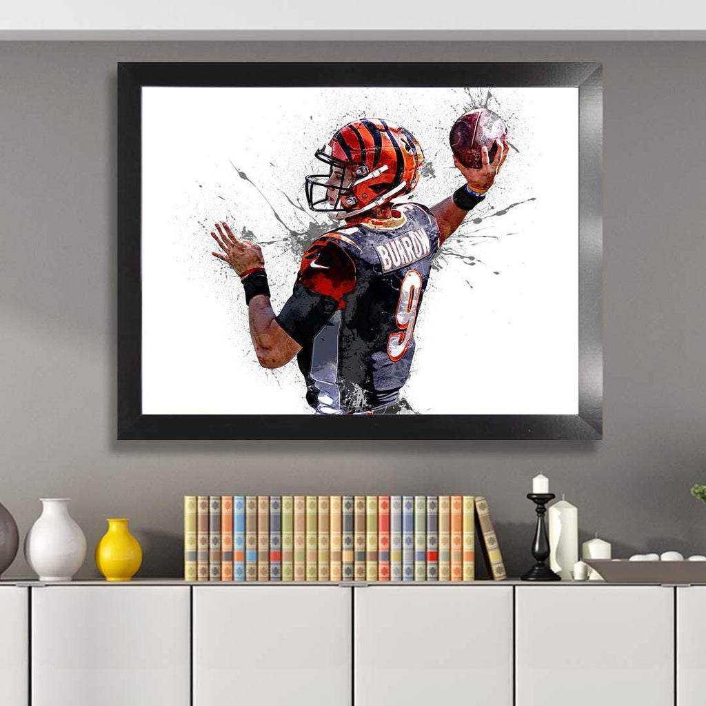 Joe Burrow Poster, Cincinnati Bengals, Gallery Canvas Wrap or Museum-Quality Poster, Fine Art, Man Cave, Kids room, Office