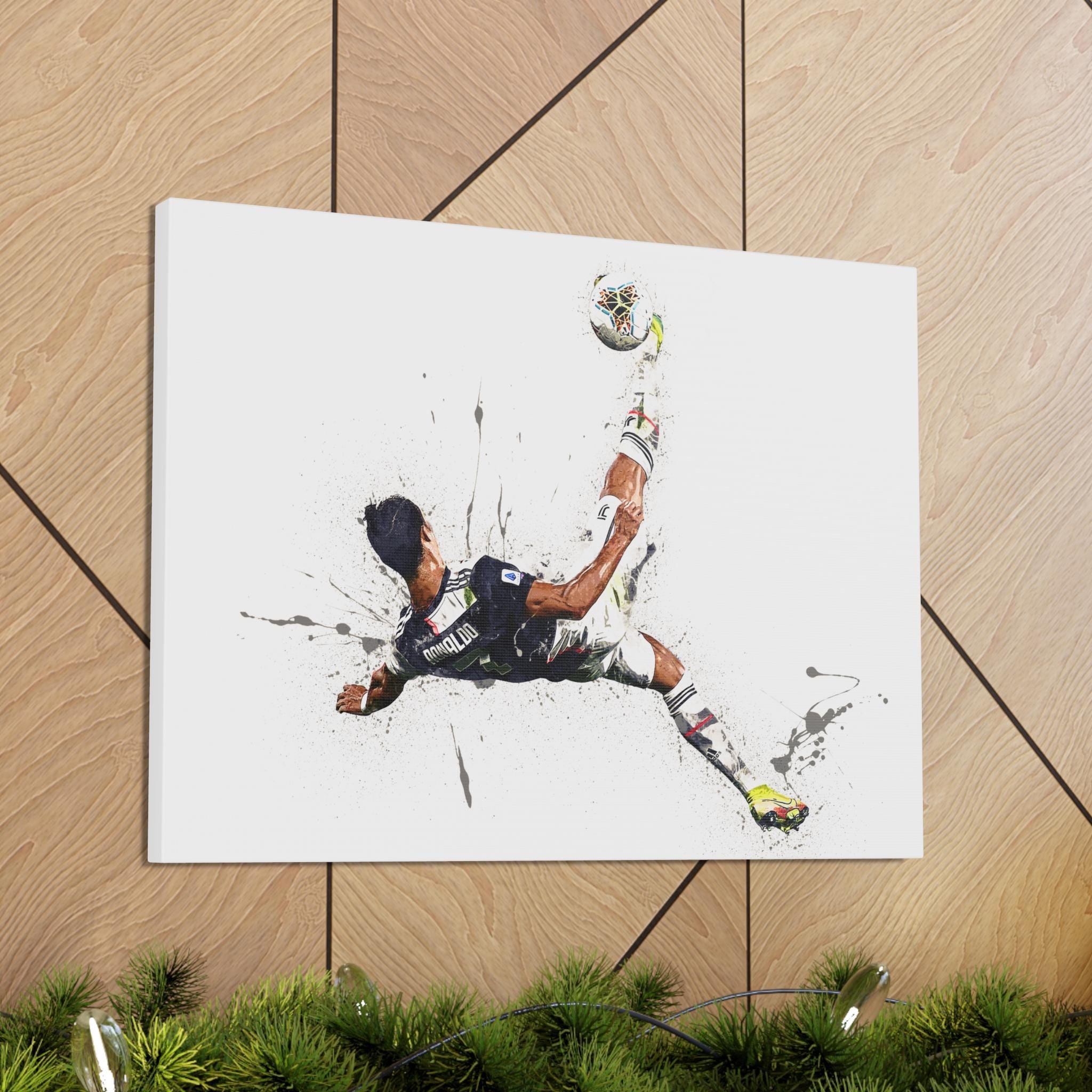 Cristiano Ronaldo, "Iconic Bicycle Kick", Gallery Canvas Wrap or Museum-Quality Poster, Wall Decor, Man Cave, Kids room, Office