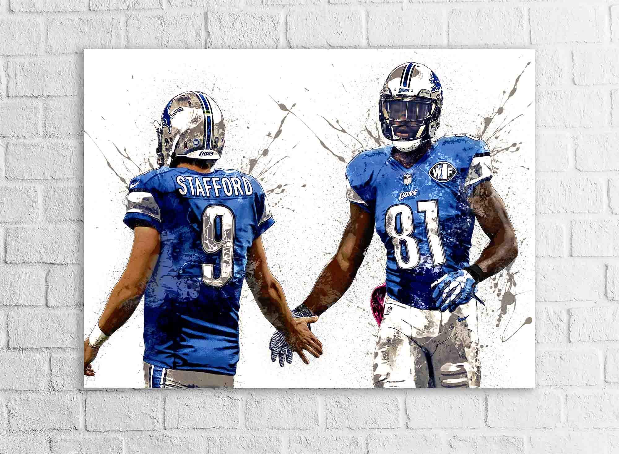 Matthew Stafford, Calvin Johnson, Detroit Lions, Gallery Canvas Wrap, Museum-Quality Poster, Wall Art, Man Cave, Kids room, Office