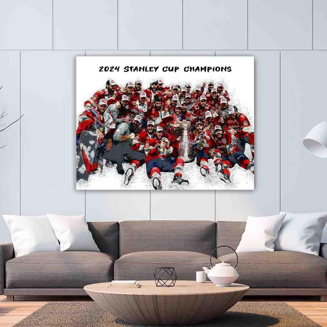 Florida Panthers 2024 Stanley Cup Champions Art Print: Man Cave Decor