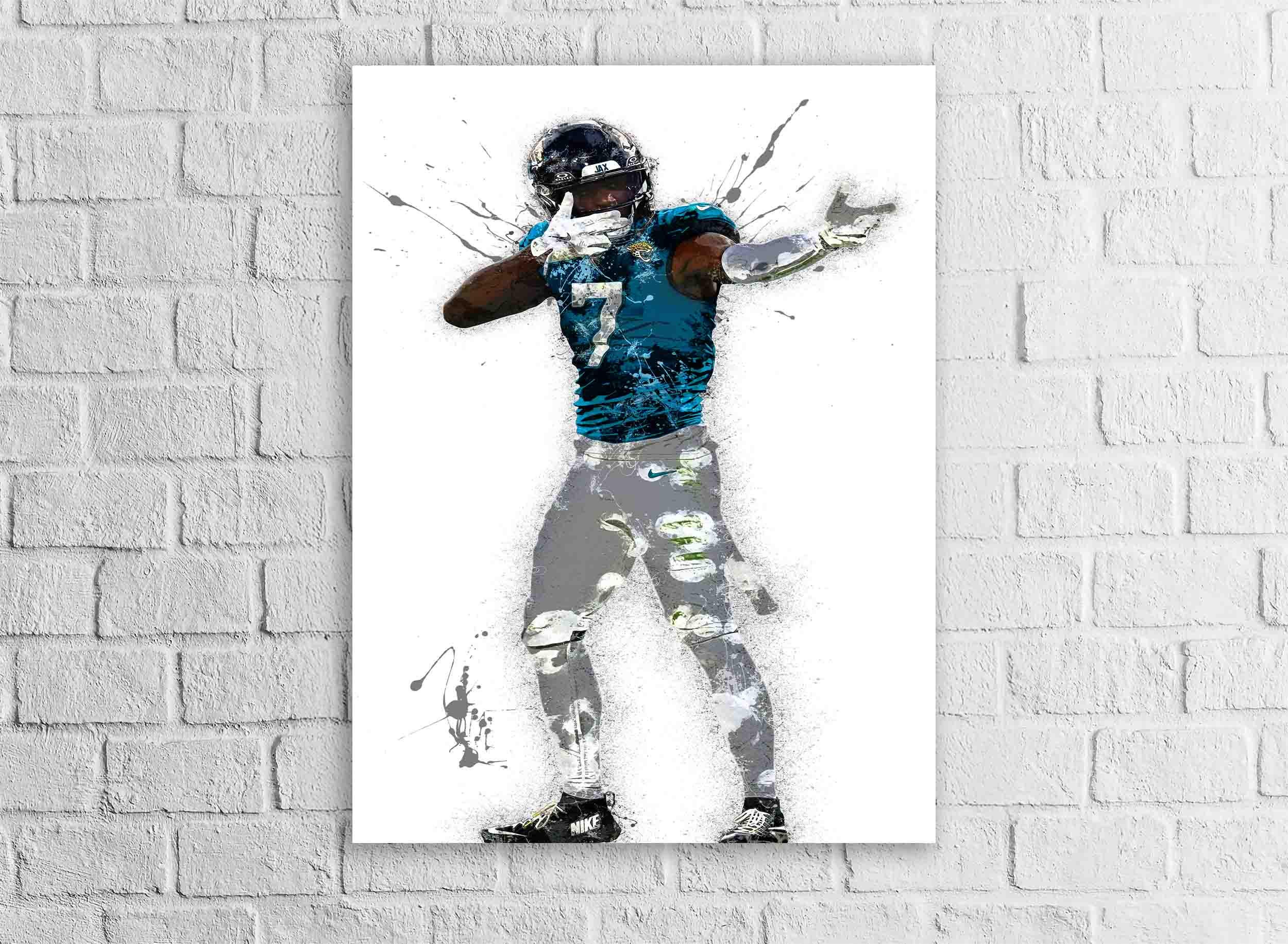 Brian Thomas Jr. Poster, Jacksonville Jaguars, Gallery Canvas Wrap or Museum-Quality Poster, Fine Art, Wall Decor for Man Cave, Kids room