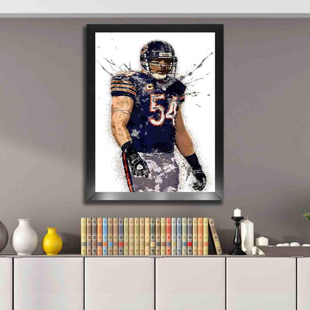 Brian Urlacher Chicago Bears Poster: Man Cave Sports Art