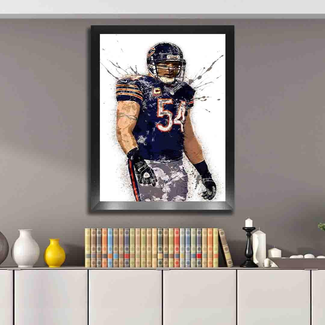 Brian Urlacher Chicago Bears Poster: Man Cave Sports Art