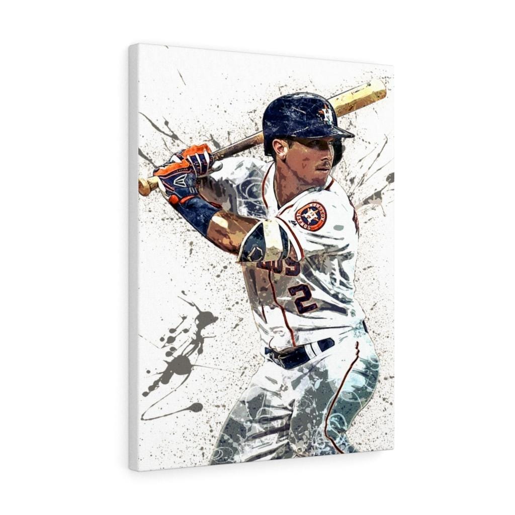 Alex Bregman Poster, Houston Astros, Gallery Canvas Wrap or Museum-Quality Poster Print, Fine Art, Man Cave, Office or Kids Room