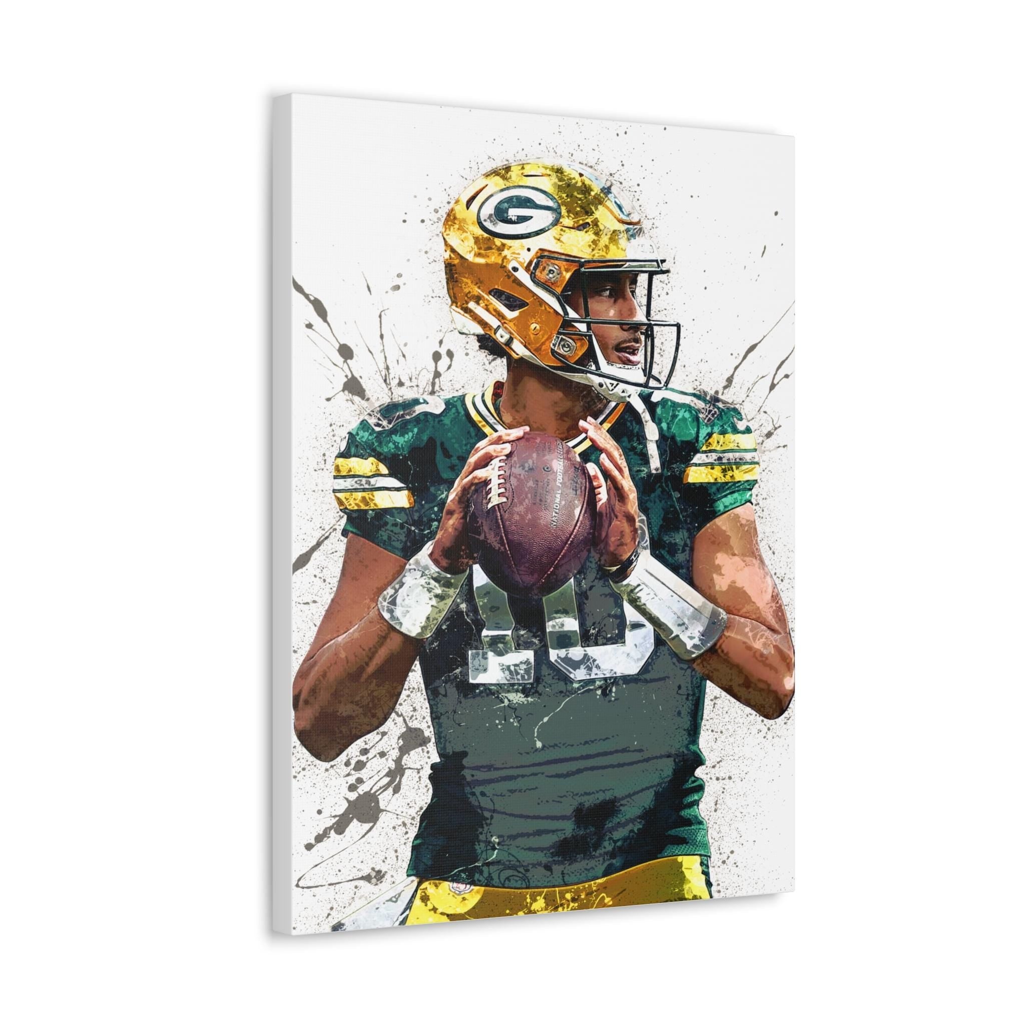 Jordan Love Poster, Green bay Packers, Gallery Canvas Wrap or Museum-Quality Poster, Fine Art, Wall Decor for Man Cave, Kids room, Dorm Room
