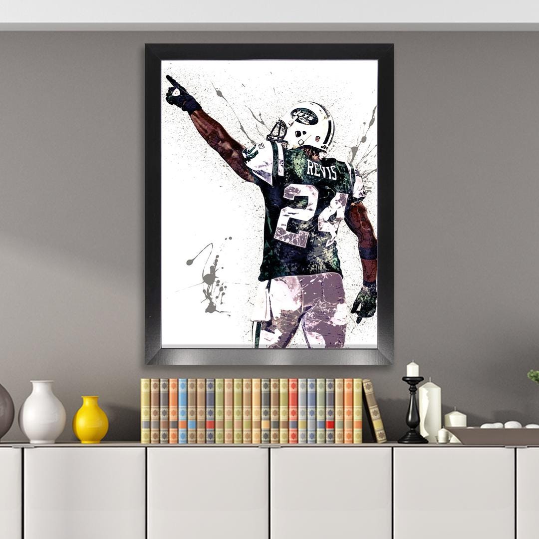 Darrelle Revis Poster, NY Jets, Gallery Canvas Wrap or Premium Poster, Fine Art, Man Cave, Kids room