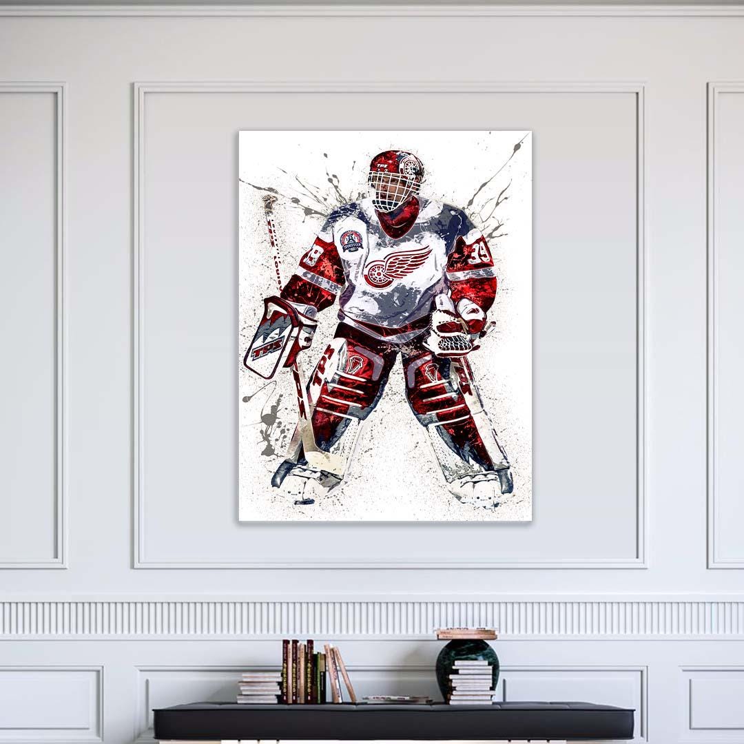 Dominik Hasek Poster, Detroit Red Wings, Gallery Canvas Wrap or Museum-Quality Poster, Man Cave, Kids room, Office