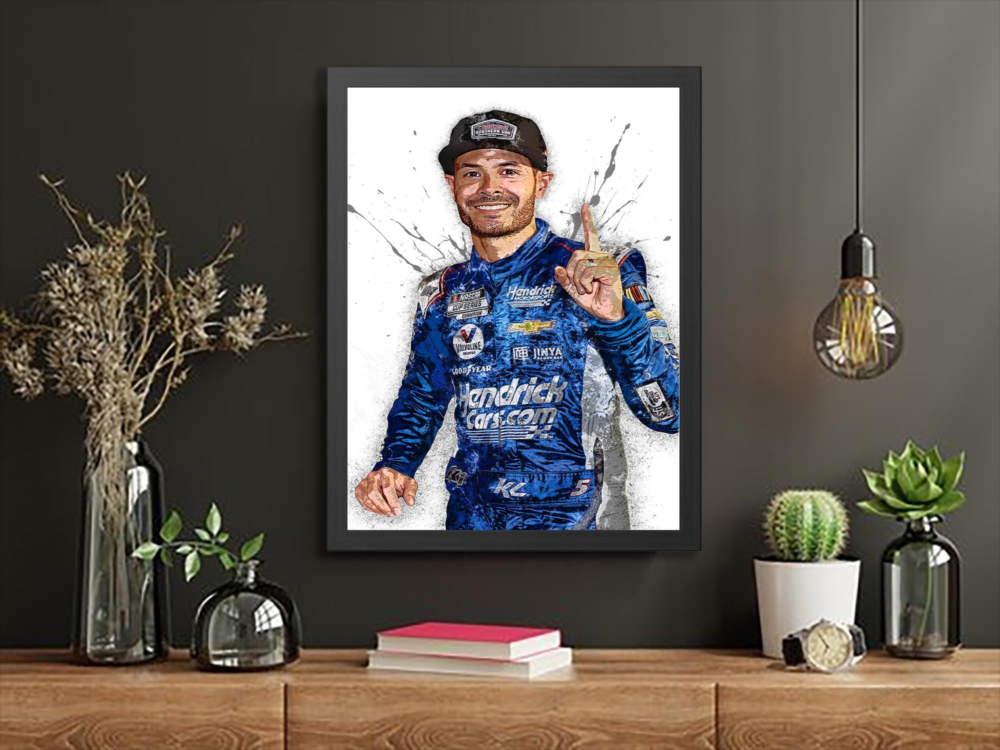 Kyle Larson, Celebration, Nascar, Gallery Canvas Wrap or Museum-Quality Poster, Fine Art, Wall Decor for Man Cave, Kids room, Dorm Room