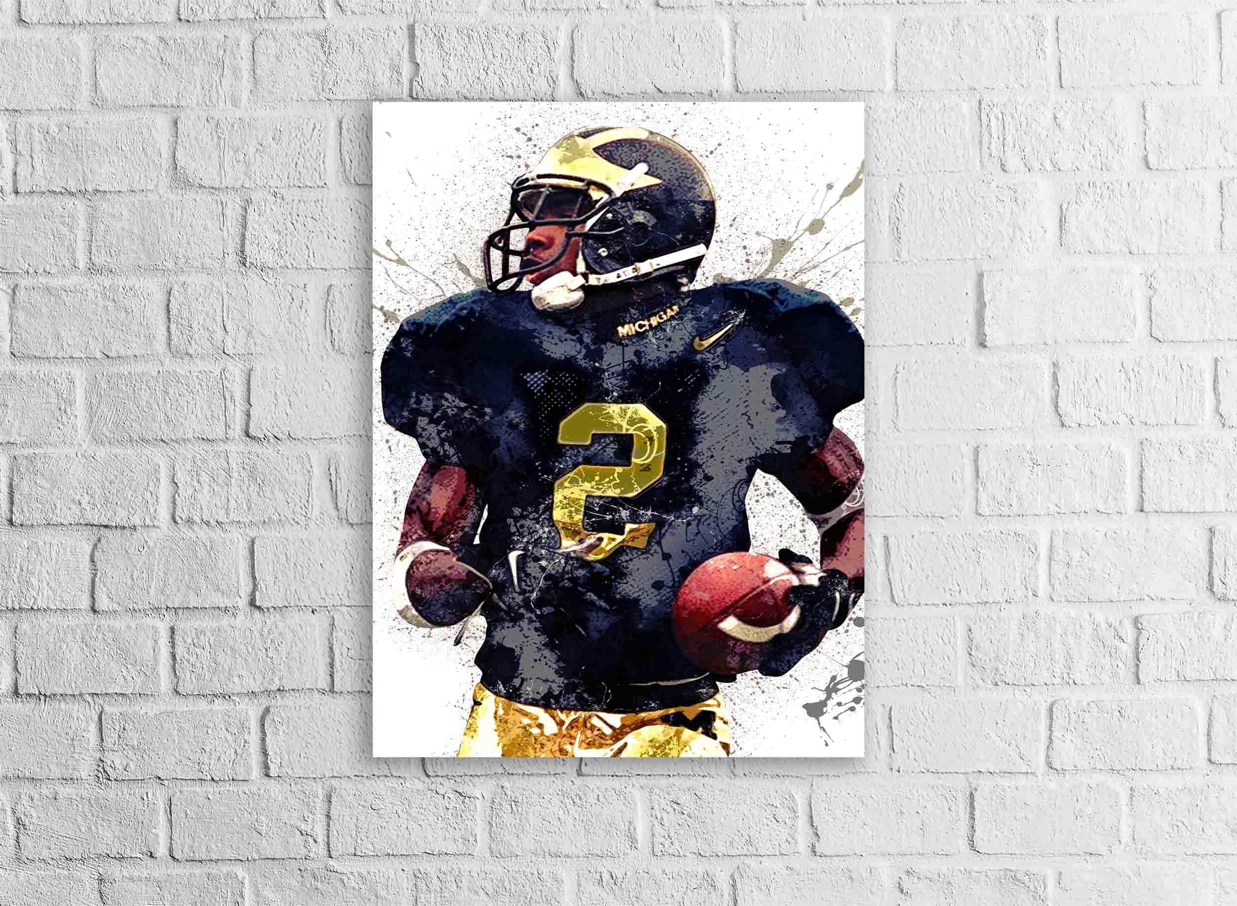 Charles Woodson Poster, Michigan Wolverines, Gallery Canvas Wrap or Museum-Quality Poster, Fine Art, Man Cave, Kids room, Dorm Room