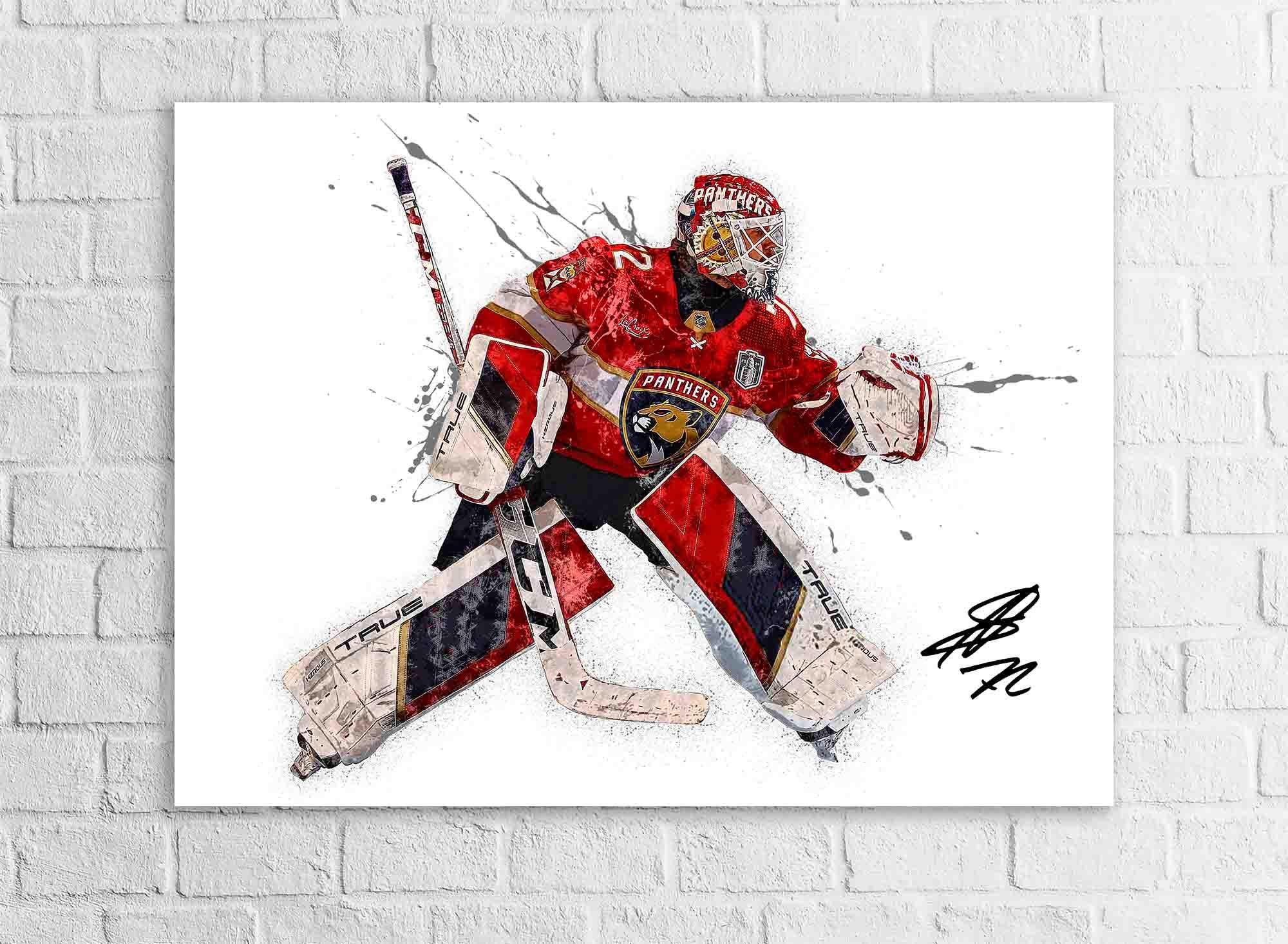 Sergei Bobrovsky Poster, Florida Panthers, Gallery Canvas Wrap or Museum-Quality Poster Print, Wall Decor for Man Cave, Office or Kids Room