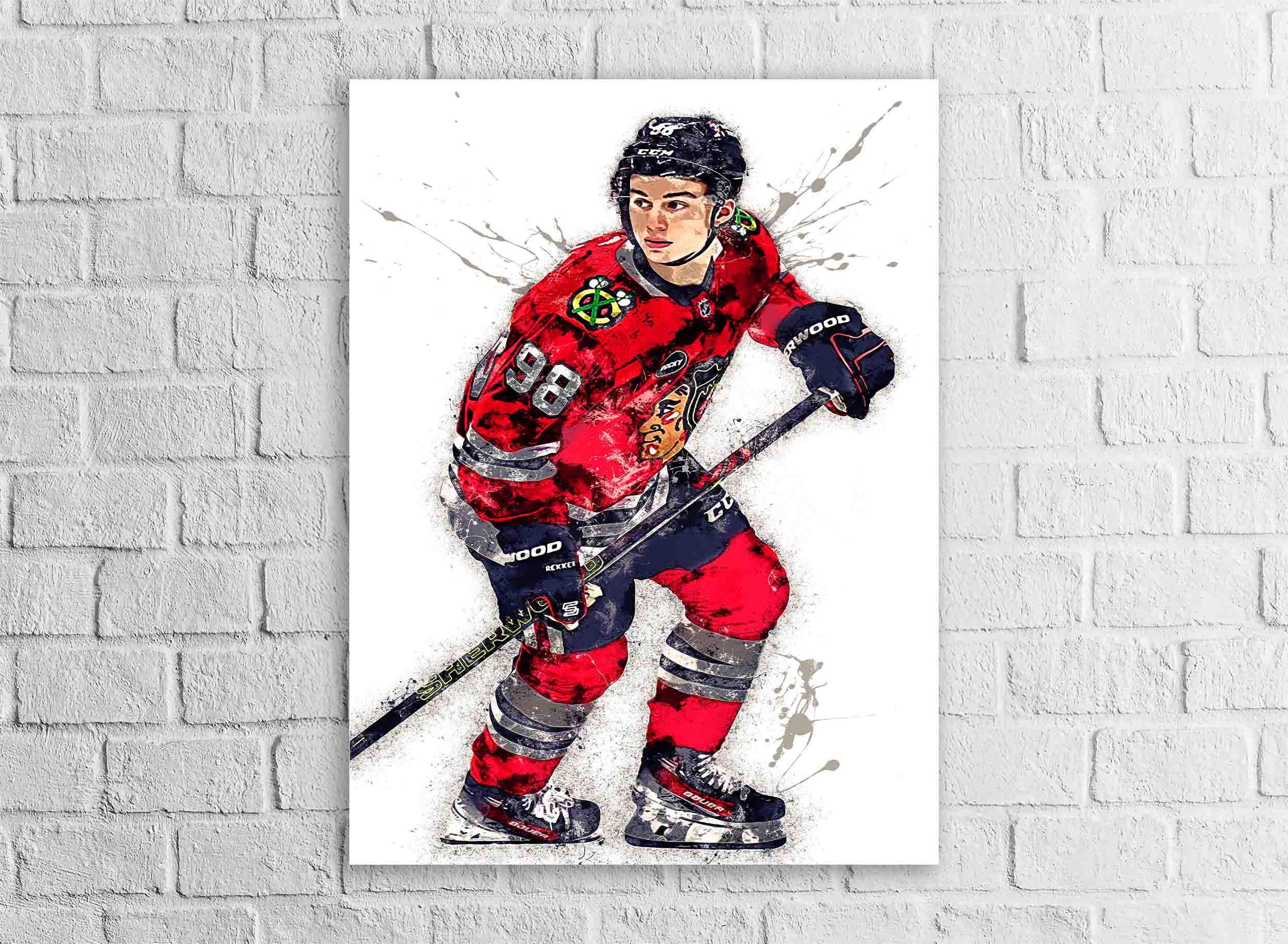 Connor Bedard Poster, Chicago Blackhawks, Gallery Canvas Wrap or Museum-Quality Poster Print, Wall Decor for Man Cave, Office or Kids Room