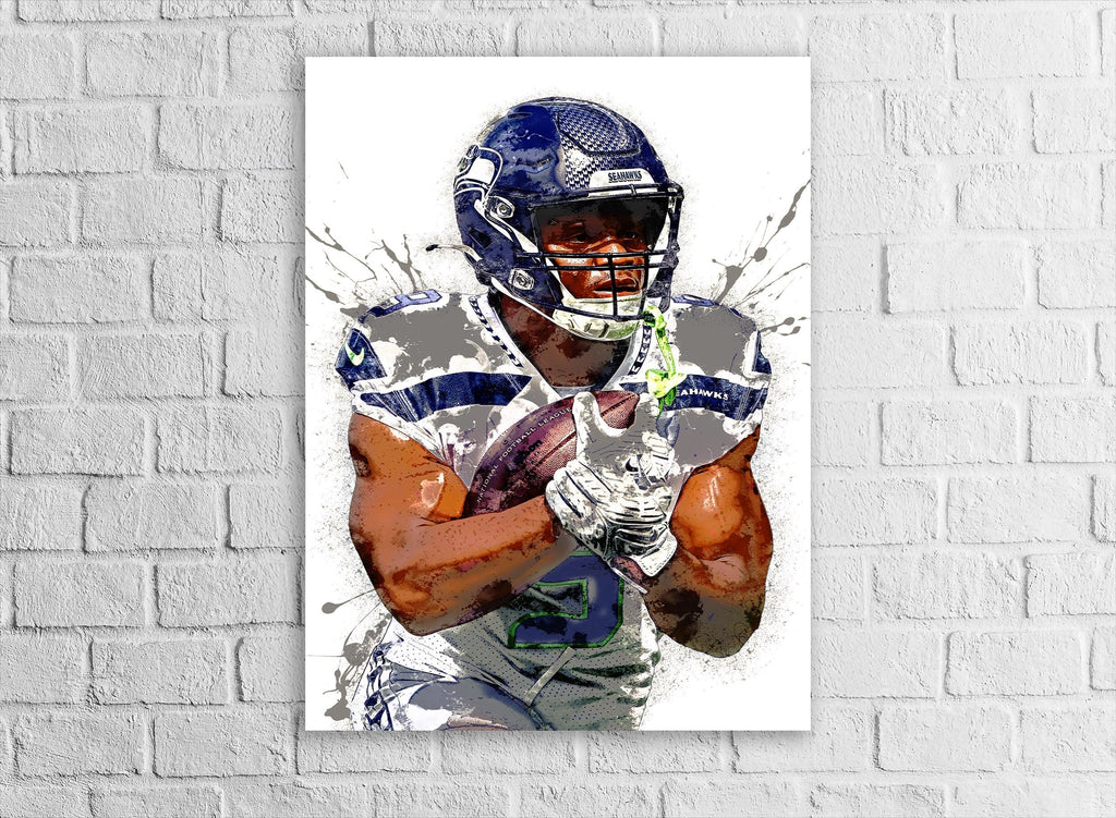 Kenneth Walker Poster, Seattle Seahawks, Gallery Canvas Wrap or Museum-Quality Poster, Fine Art, Man Cave, Kids room