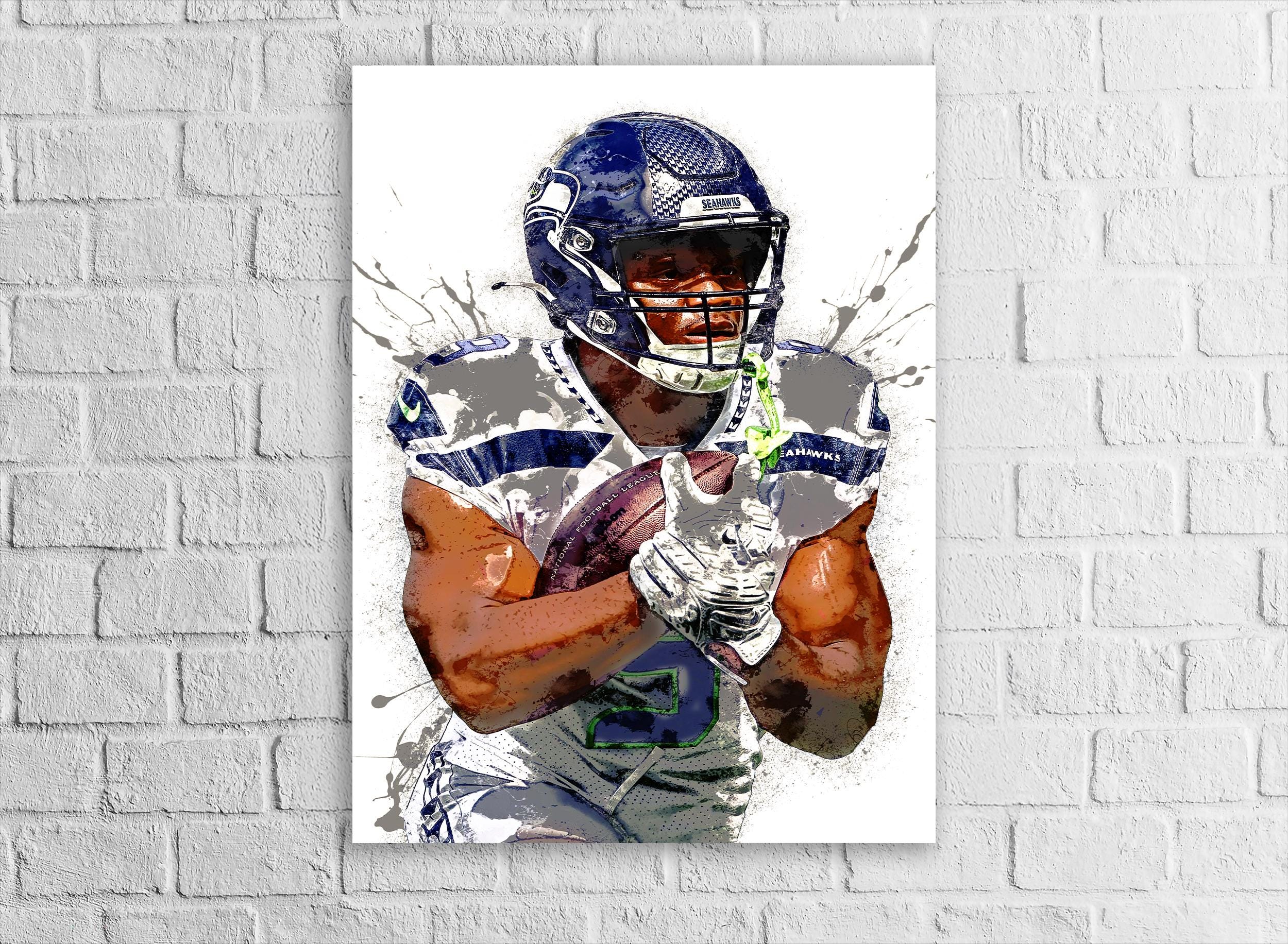 Kenneth Walker Poster, Seattle Seahawks, Gallery Canvas Wrap or Museum-Quality Poster, Fine Art, Man Cave, Kids room