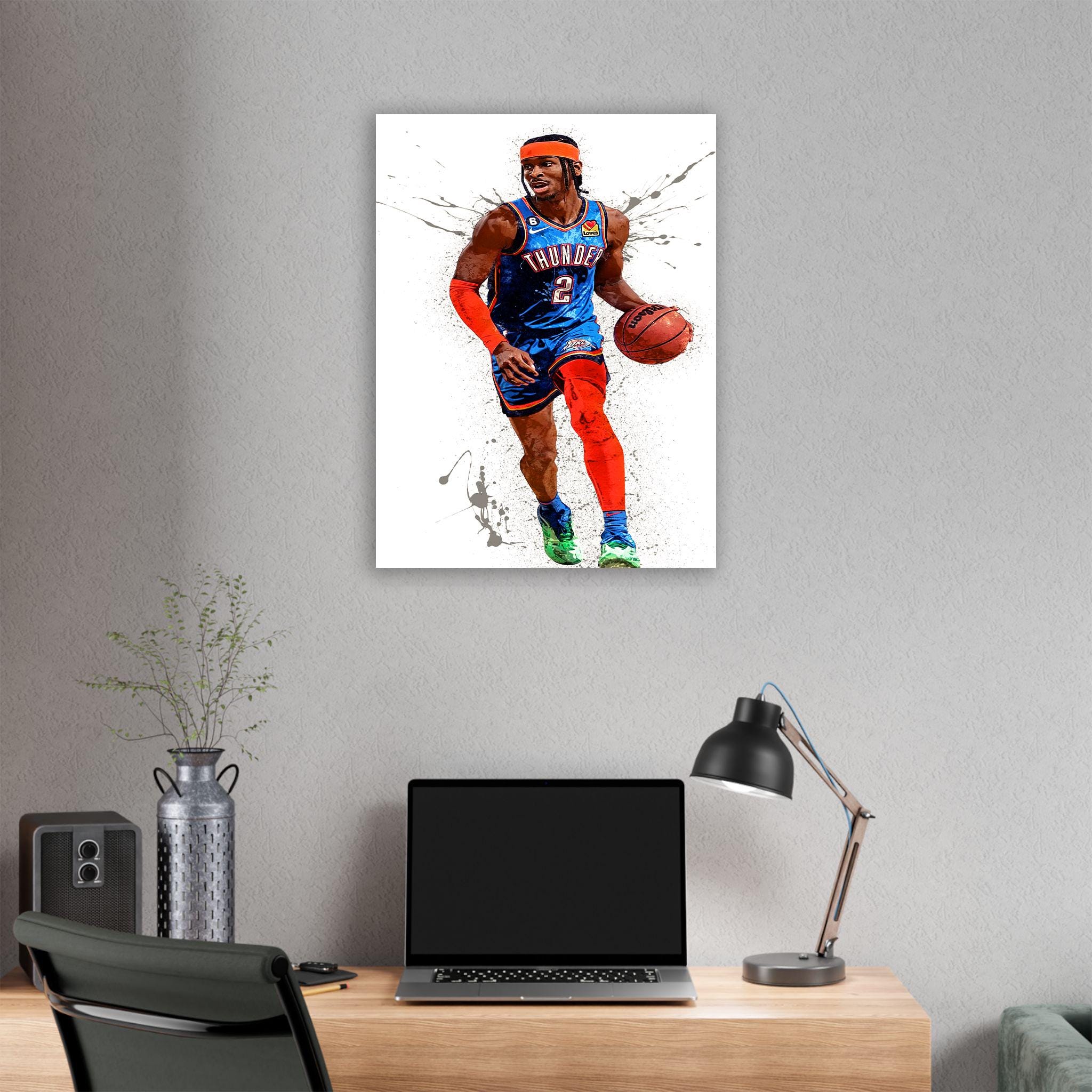 Shai Gilgeous-Alexander Poster, Oklahoma City Thunder, Gallery Canvas Wrap or Museum-Quality Poster, Man Cave, Kids room, Dorm Room
