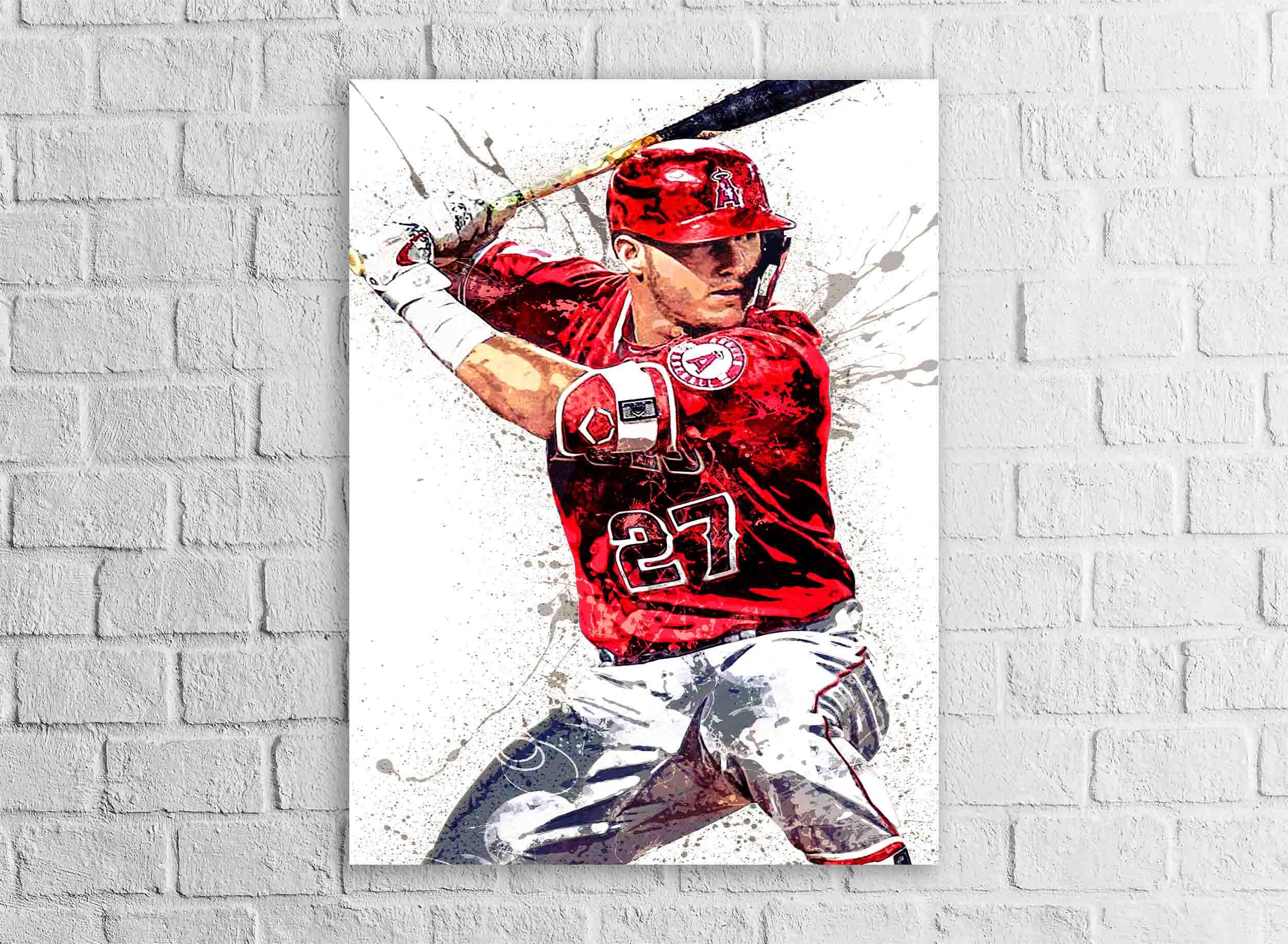 Mike Trout Poster, Los Angeles Angels, Gallery Canvas Wrap or Museum-Quality Poster Print, Fine Art Quality, Man Cave, Office or Dorm Room