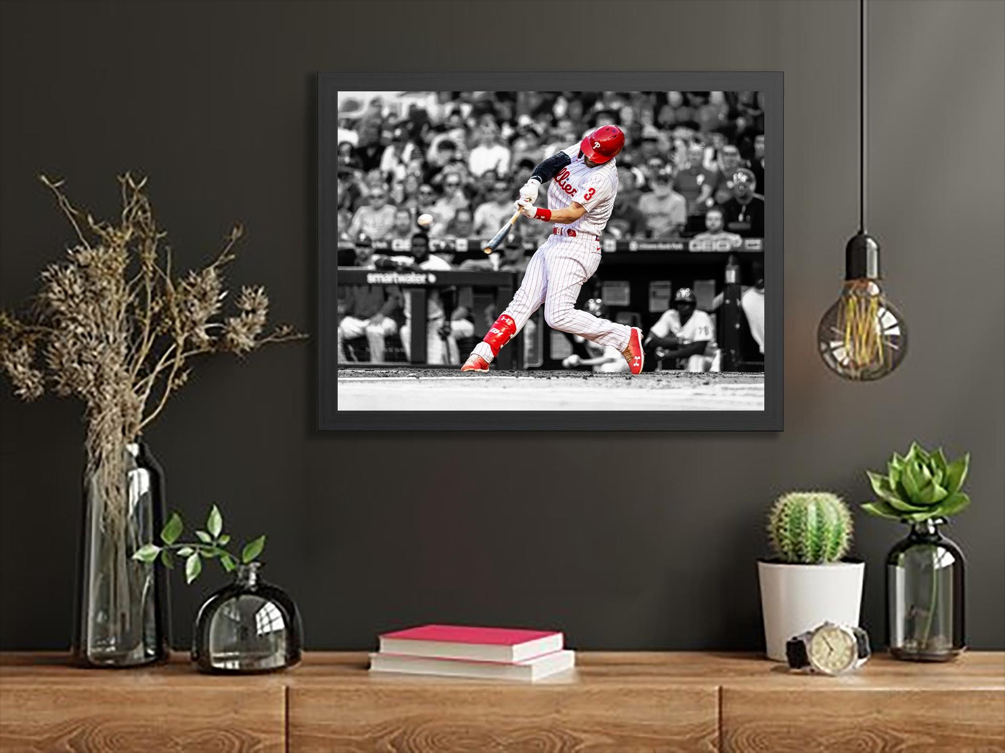 Bryce Harper Poster, Philadelphia Phillies, Gallery Canvas Wrap or Premium Poster Print, Man Cave, Office, Kids Room, Game Room