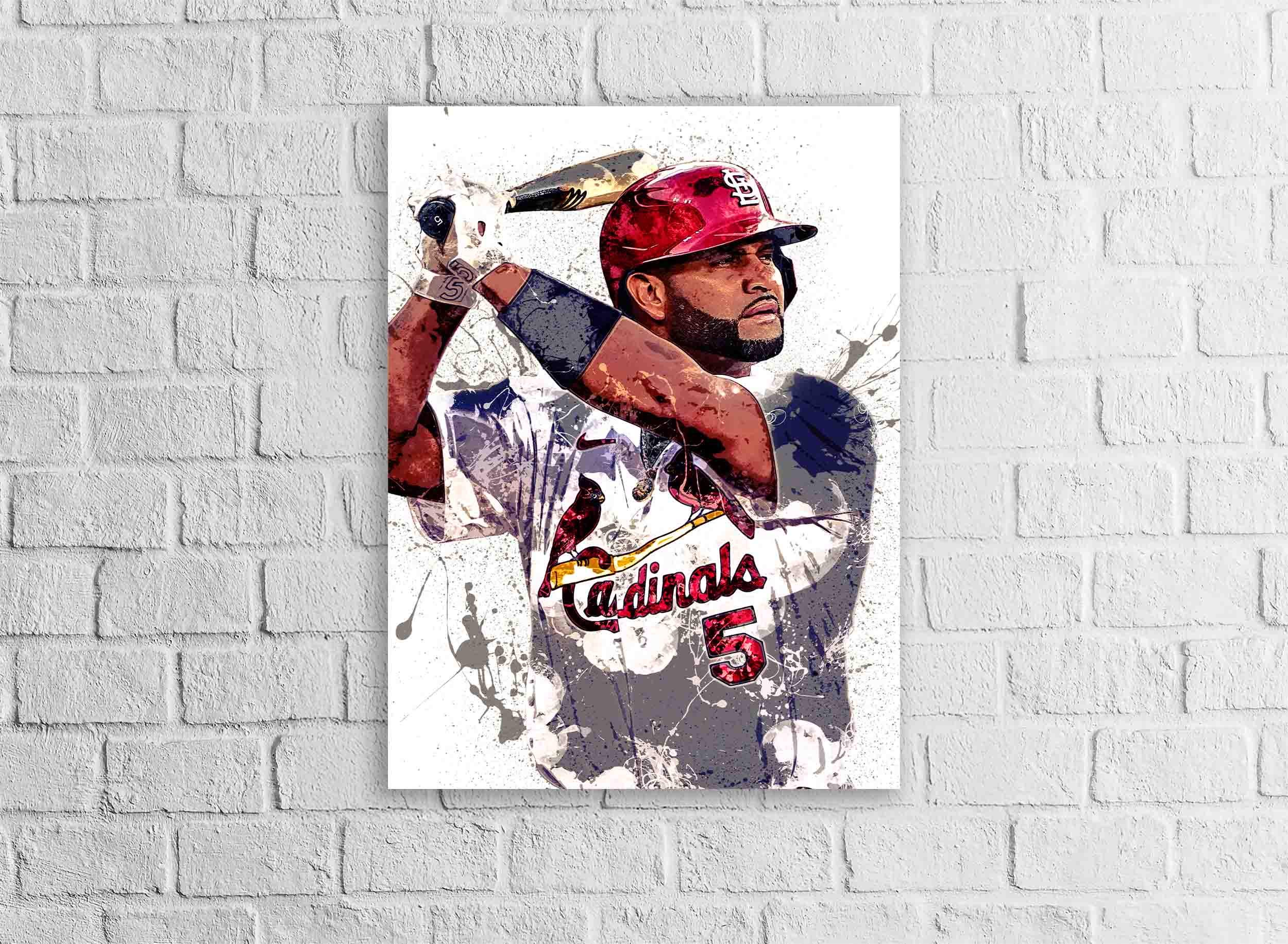 Albert Pujols Poster, St. Louis Cardinals, Gallery Canvas Wrap or Museum-Quality Poster, Fine Art, Man Cave, Kids room, Dorm Room, Kids Room