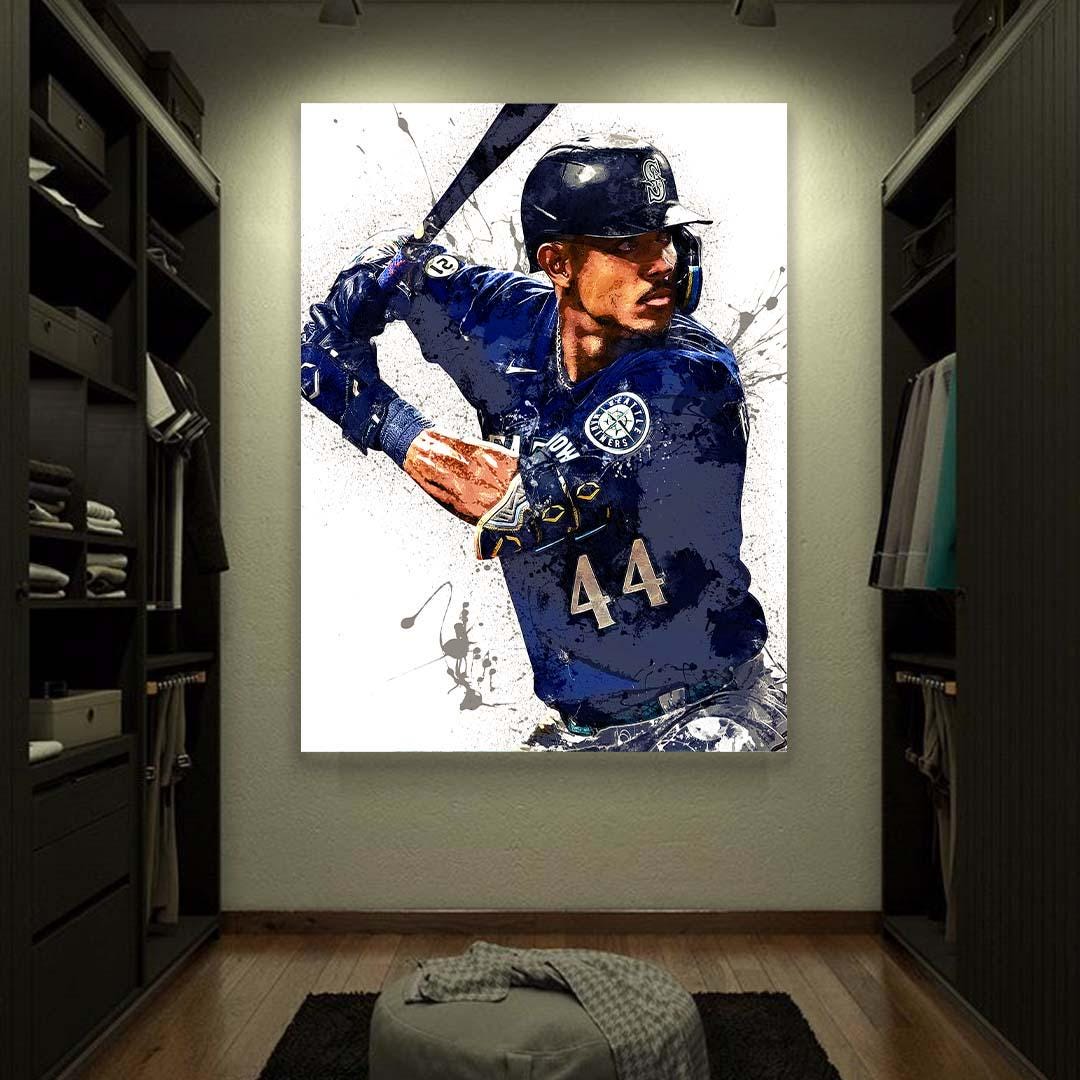 Julio Rodríguez Poster, Seattle Mariners, Gallery Canvas Wrap or Premium Poster Print, Man Cave, Kids room, Office, Dorm Room