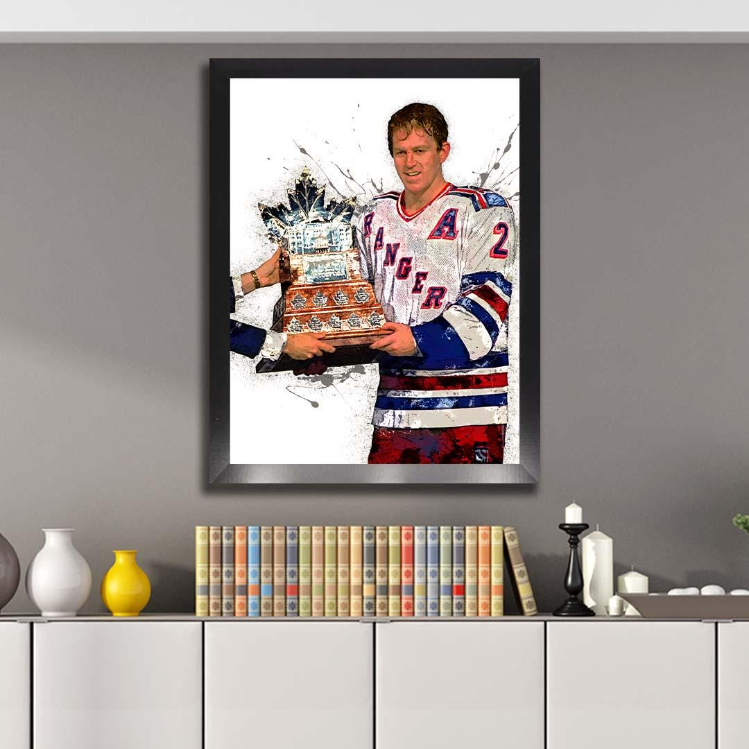 Brian Leetch, Conn Smythe Trophy Poster, New York Rangers, Gallery Canvas Wrap or Museum-Quality Poster, Man Cave, Kids room, Office