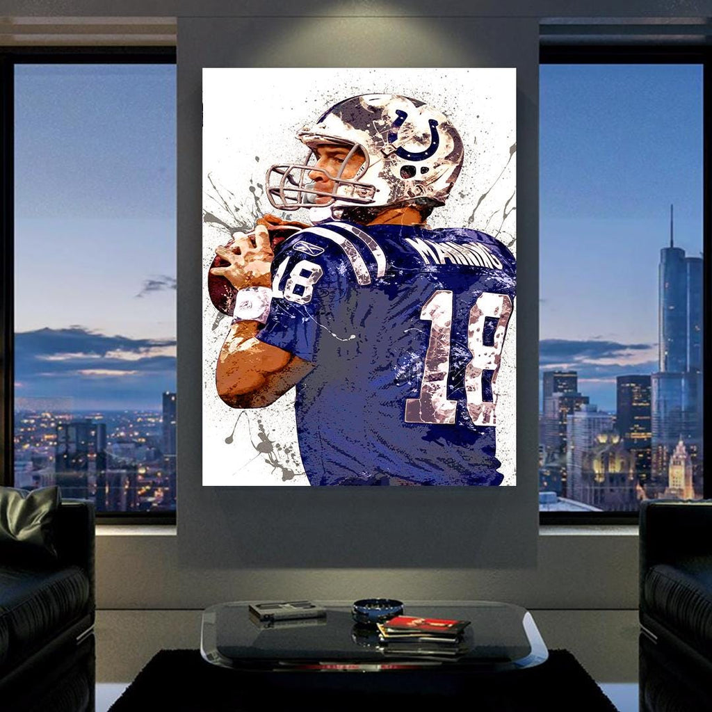 Peyton Manning Poster, Indianapolis Colts, Gallery Canvas Wrap or Museum-Quality Poster, Fine Art, Man Cave, Kids room