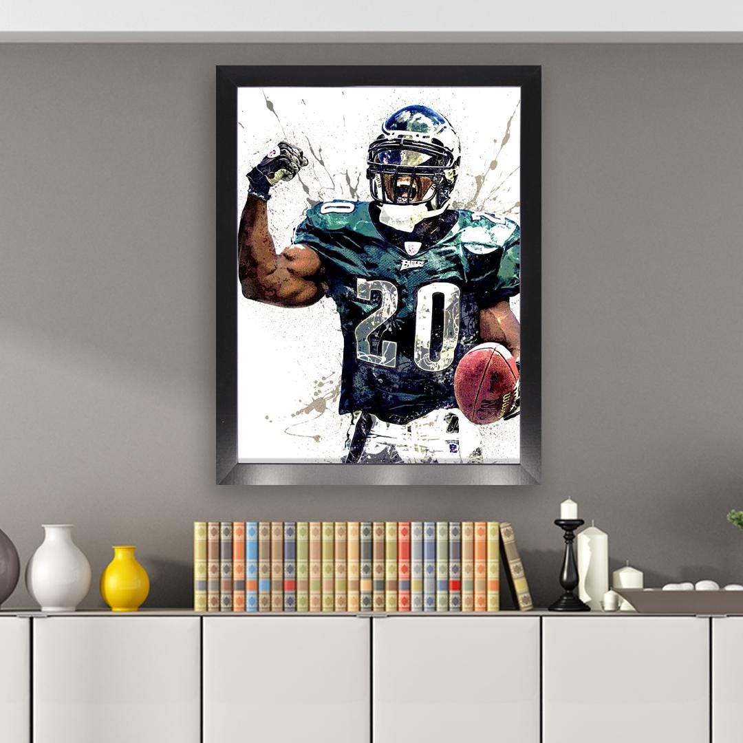 Brian Dawkins Poster, Philadelphia Eagles, Gallery Canvas Wrap or Museum-Quality Poster, Fine Art, Wall Decor for Man Cave, Kids room