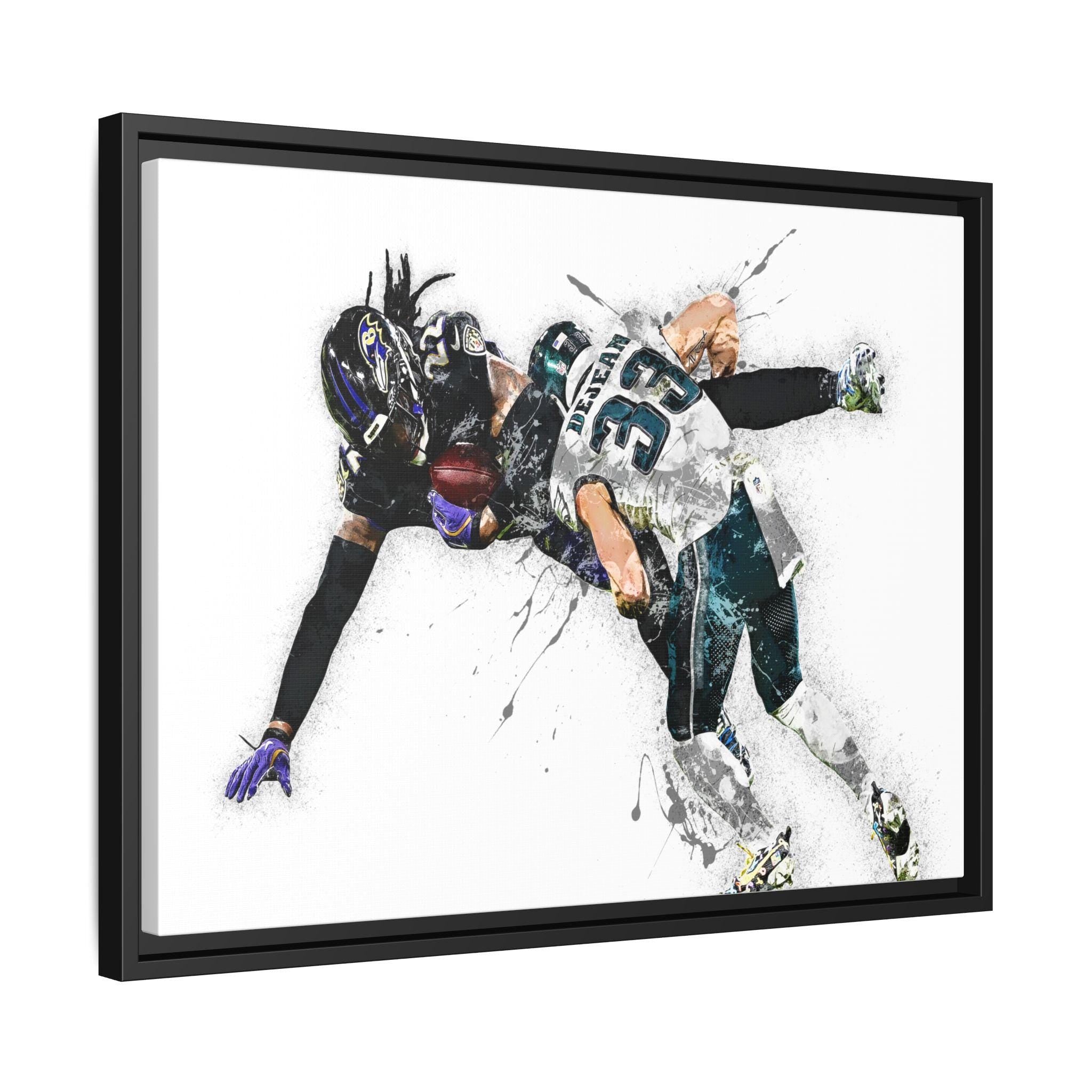 Cooper DeJean, Iconic Tackle Derrick Henry, Philadelphia Eagles, Canvas Wrap or Museum-Quality Poster, Wall Decor for Man Cave, Kids room