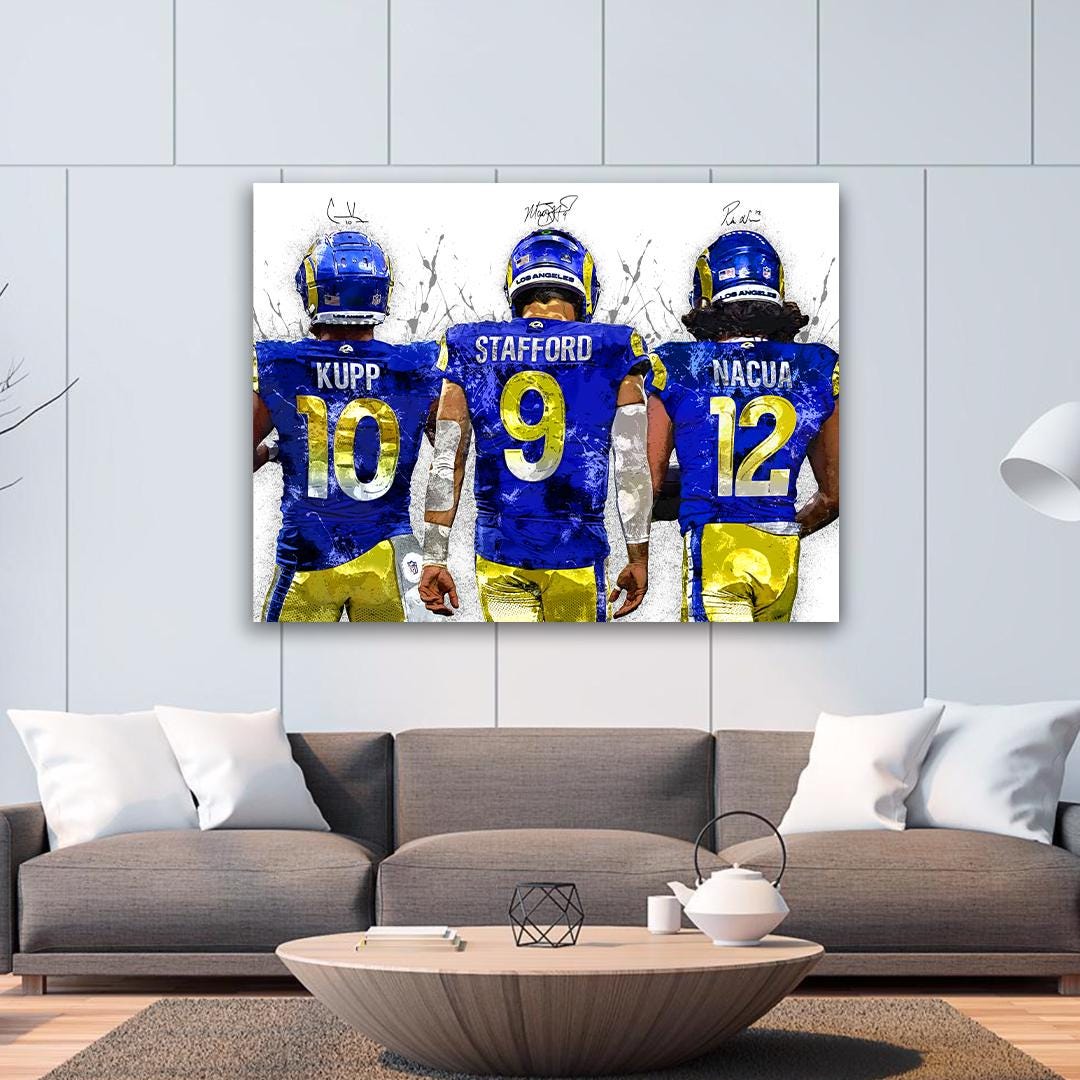 Matthew Stafford, Puka Nacua, Cooper Kupp, Los Angeles Rams, Canvas Wrap or Museum-Quality Poster, Fine Art, Man Cave, Kids room, Office