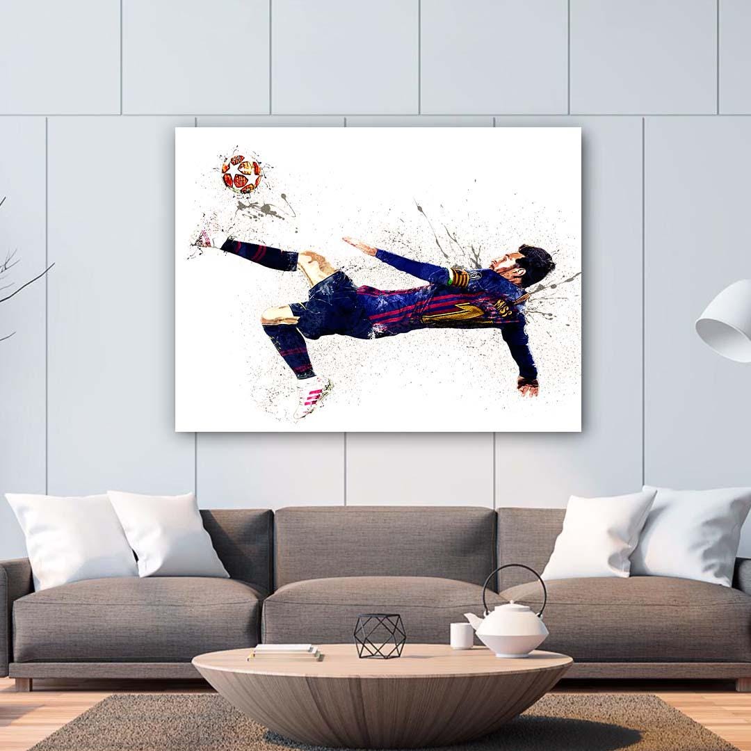 Lionel Messi Poster Print, Iconic Bicycle Kick, Gallery Canvas Wrap or Museum-Quality Poster, Fine Art, Man Cave, Kids room, Dorm Room