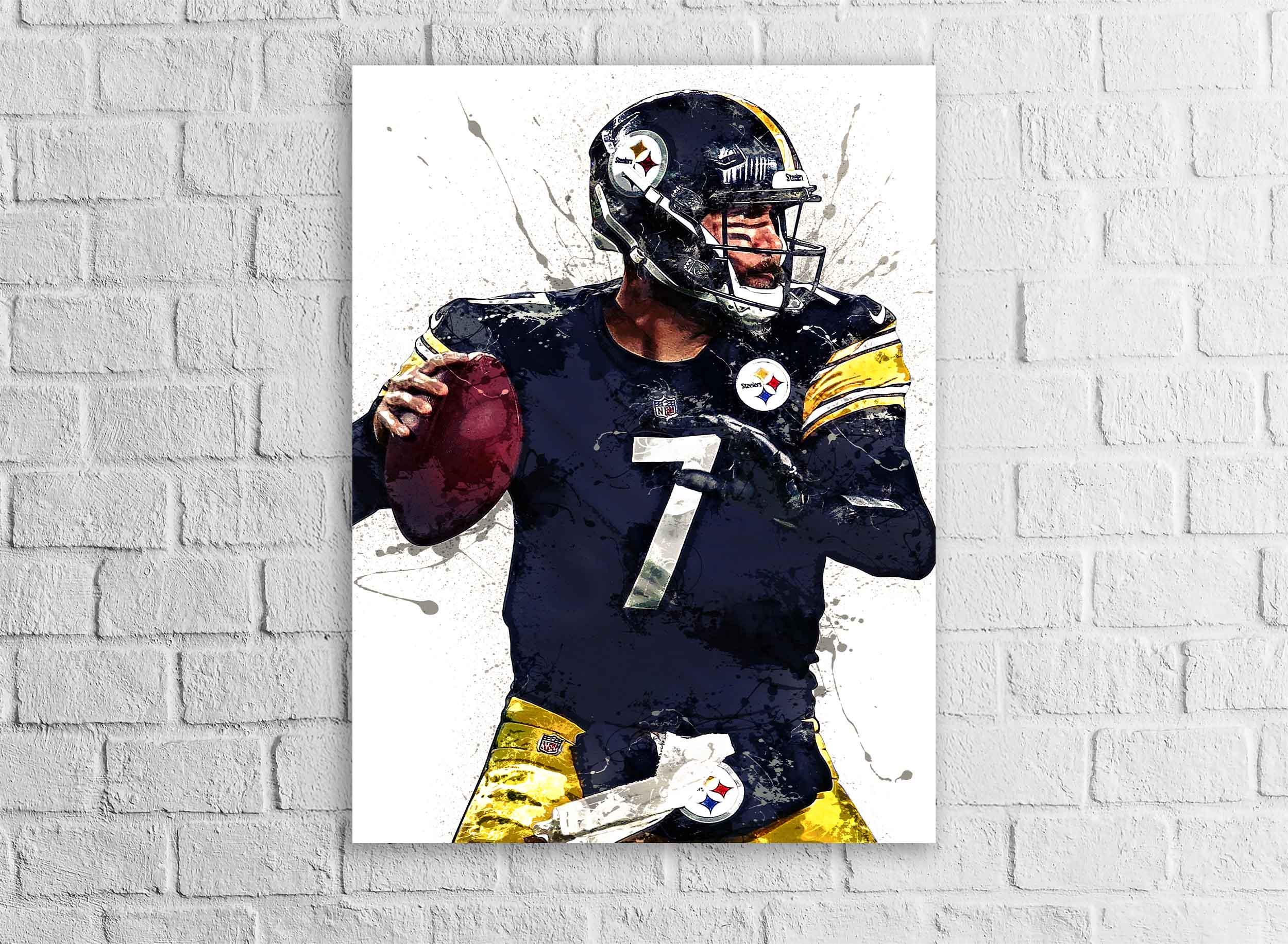Ben Roethlisberger Poster, Pittsburgh Steelers, Gallery Canvas Wrap or Premium Poster, Fine Art, Wall Decor for Man Cave, Kids room, Dorm