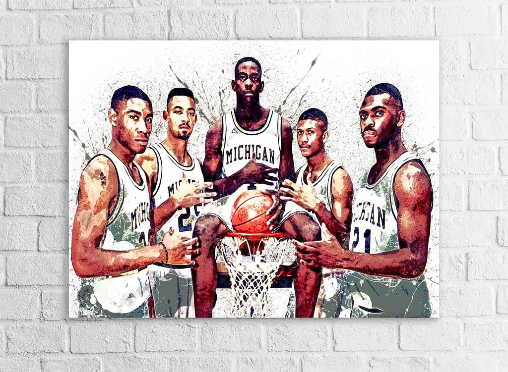 Fab 5 Poster, Michigan Wolverines, Gallery Canvas Wrap or Museum-Quality Poster, Fine Art, Man Cave, Kids room, Dorm Room