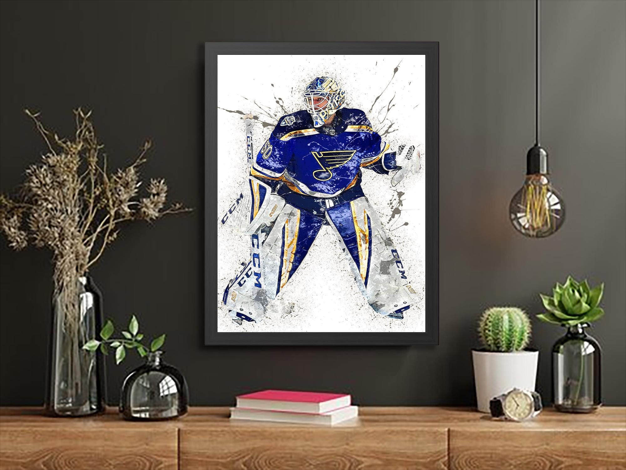 Jordan Binnington Poster, St. Louis Blues, Gallery Canvas Wrap or Museum-Quality Poster, Man Cave, Kids room, Office