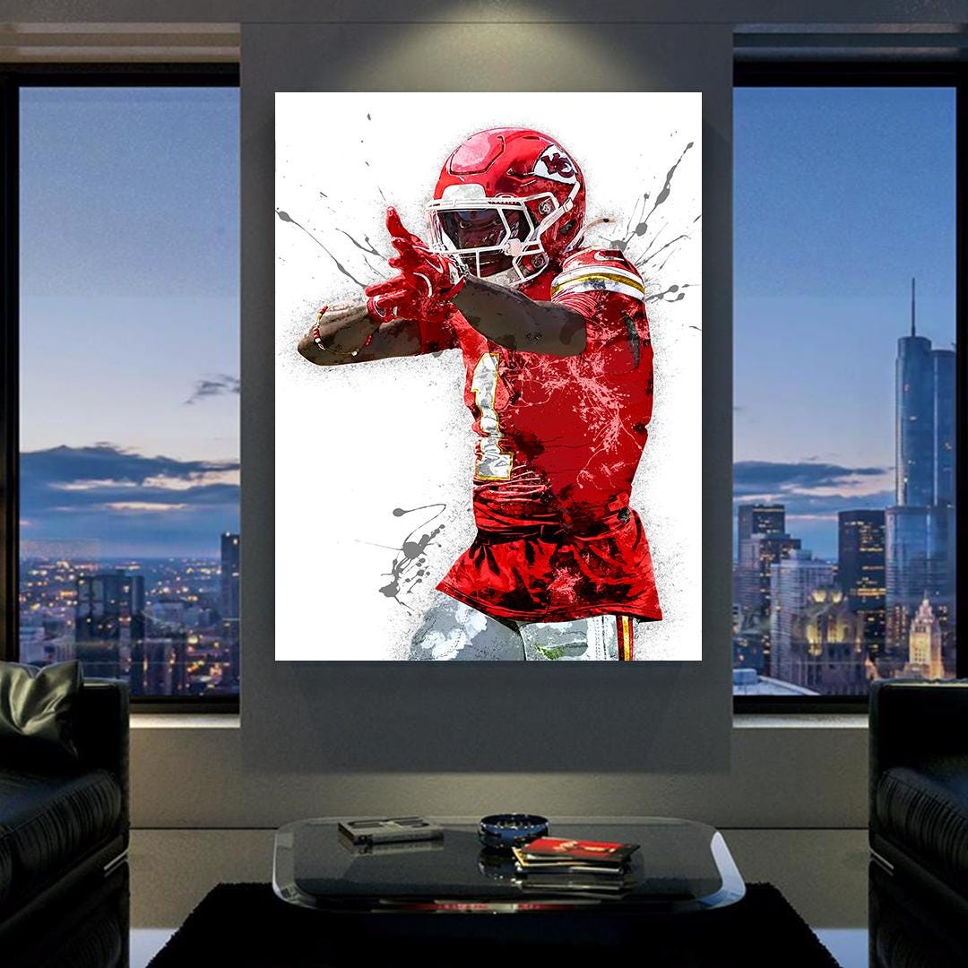 Xavier Worthy Poster, Kansas City Chiefs, Gallery Canvas Wrap or Museum-Quality Poster, Fine Art, Man Cave, Kids room