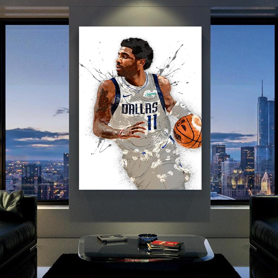 Kyrie Irving Poster, Dallas Mavericks, Gallery Canvas Wrap or Museum-Quality Poster, Man Cave, Kids room, Dorm Room
